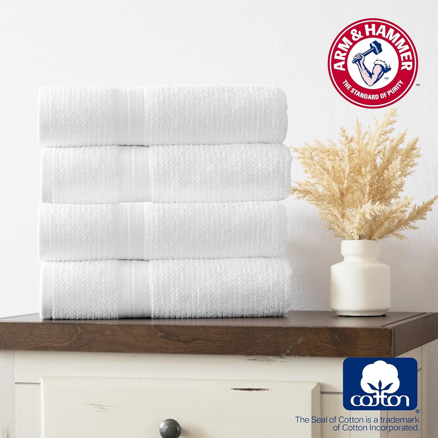 Arm & Hammer Quick Dry Bath Towels, 4 Piece, Grey