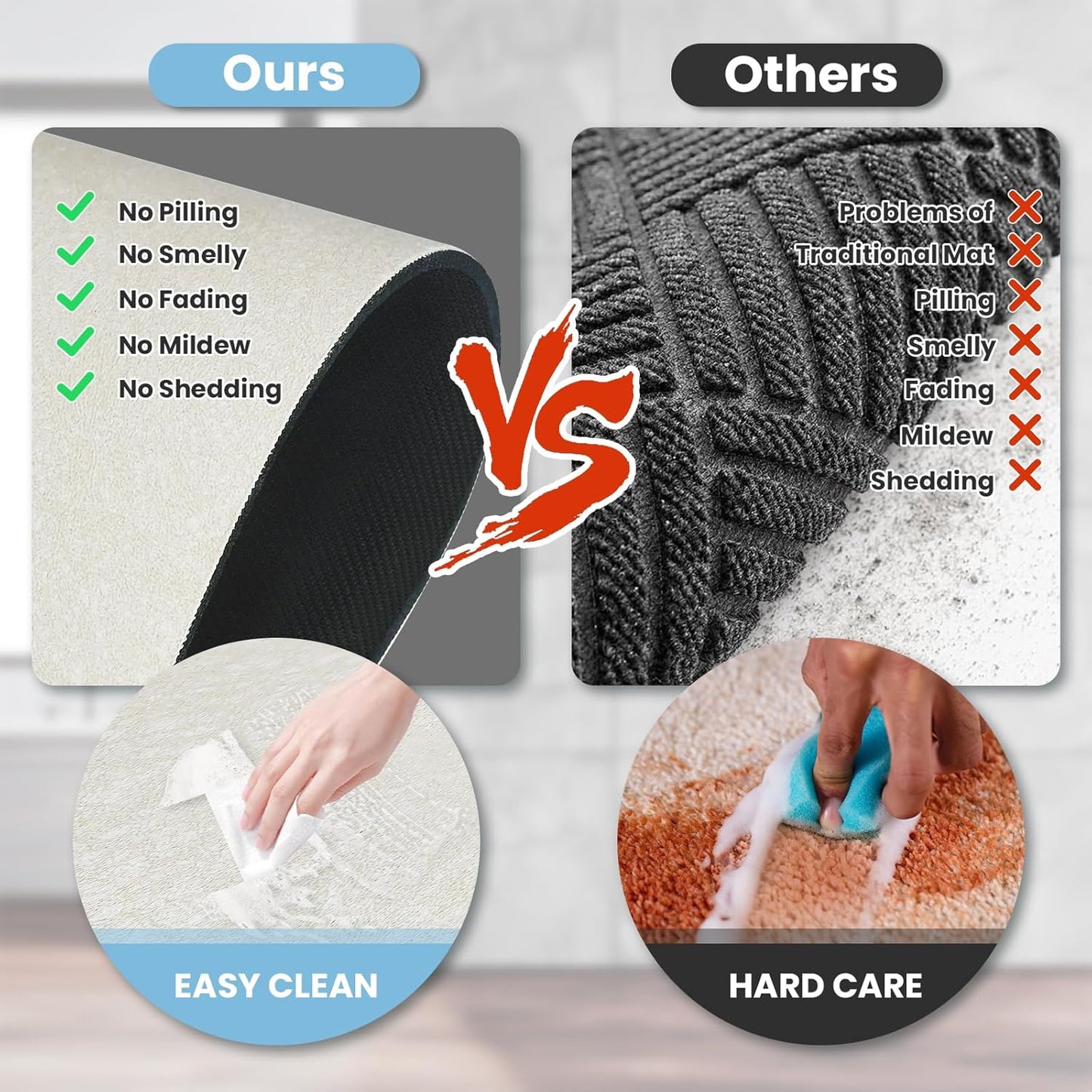 Diatomaceous Earth Bath mat Bathroom Rugs Super Absorbent Quick Dry Non Slip Bath Mat Thin Bathroom Floor Mats Fit Under Door-Shower Rug for in Front of Bathtub Shower, Beige, 19.6"x31.5"