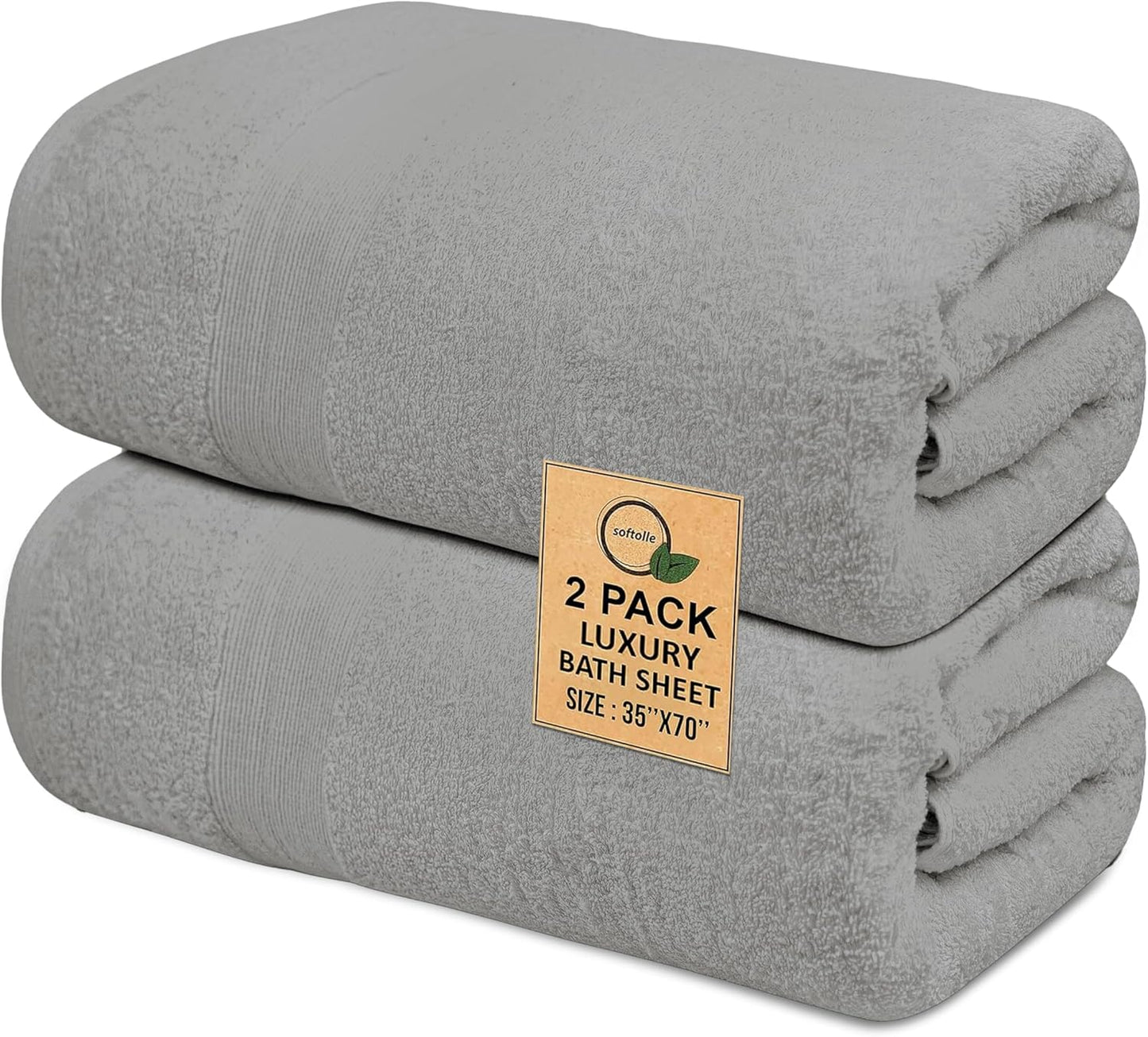 100% Cotton Luxury Bath Sheets - Pack of 2 (35" x 70") | Super Soft, Quick-Dry & Highly Absorbent Towels for Bathroom, Home, Spa & Gym (Silver Grey)