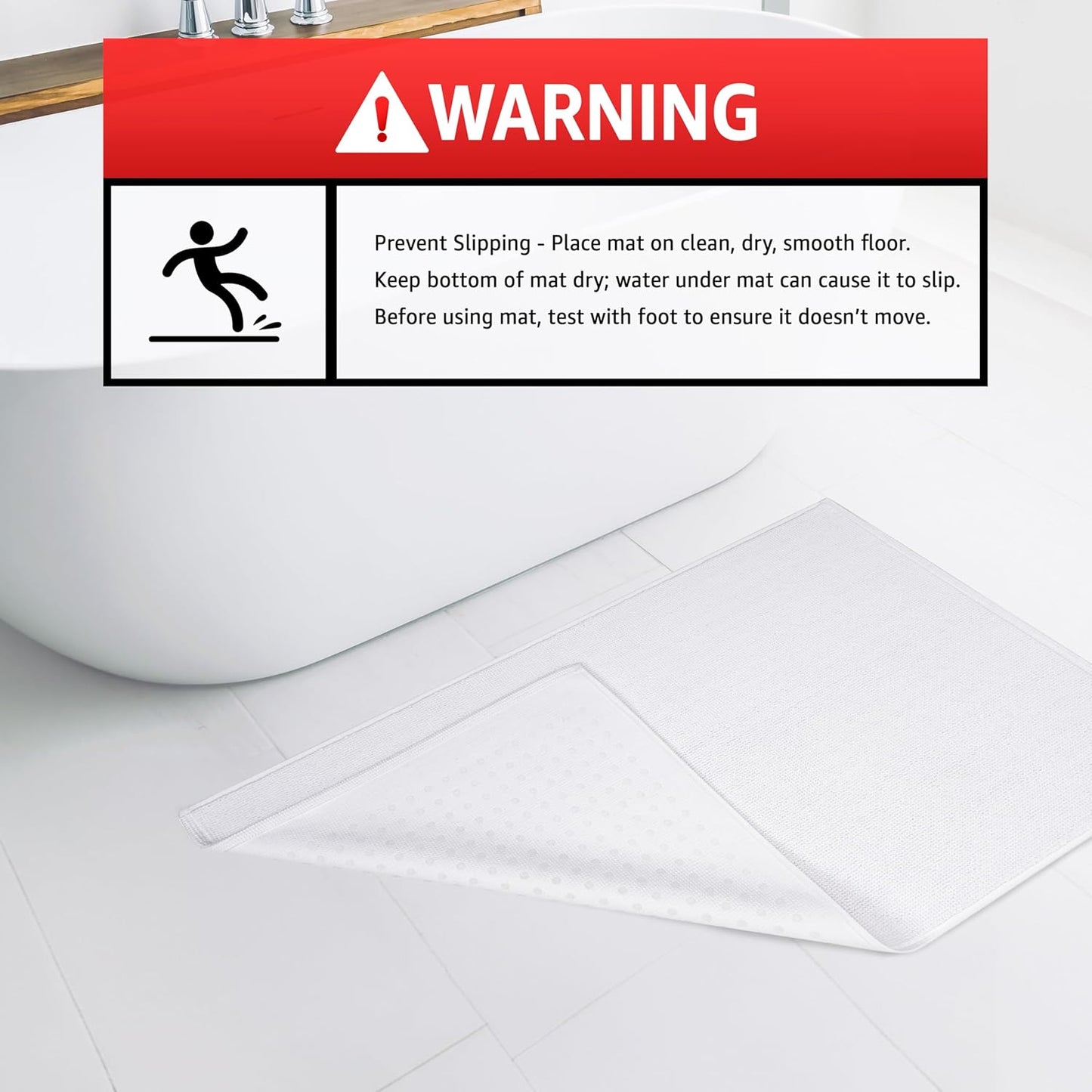 American Soft Linen Bath Rug, 20 in 34 in 100% Cotton Bath Mats Rugs for Bathroom, Slip Reducer Washable Shaggy Form Area Rugs, White Bath Rug