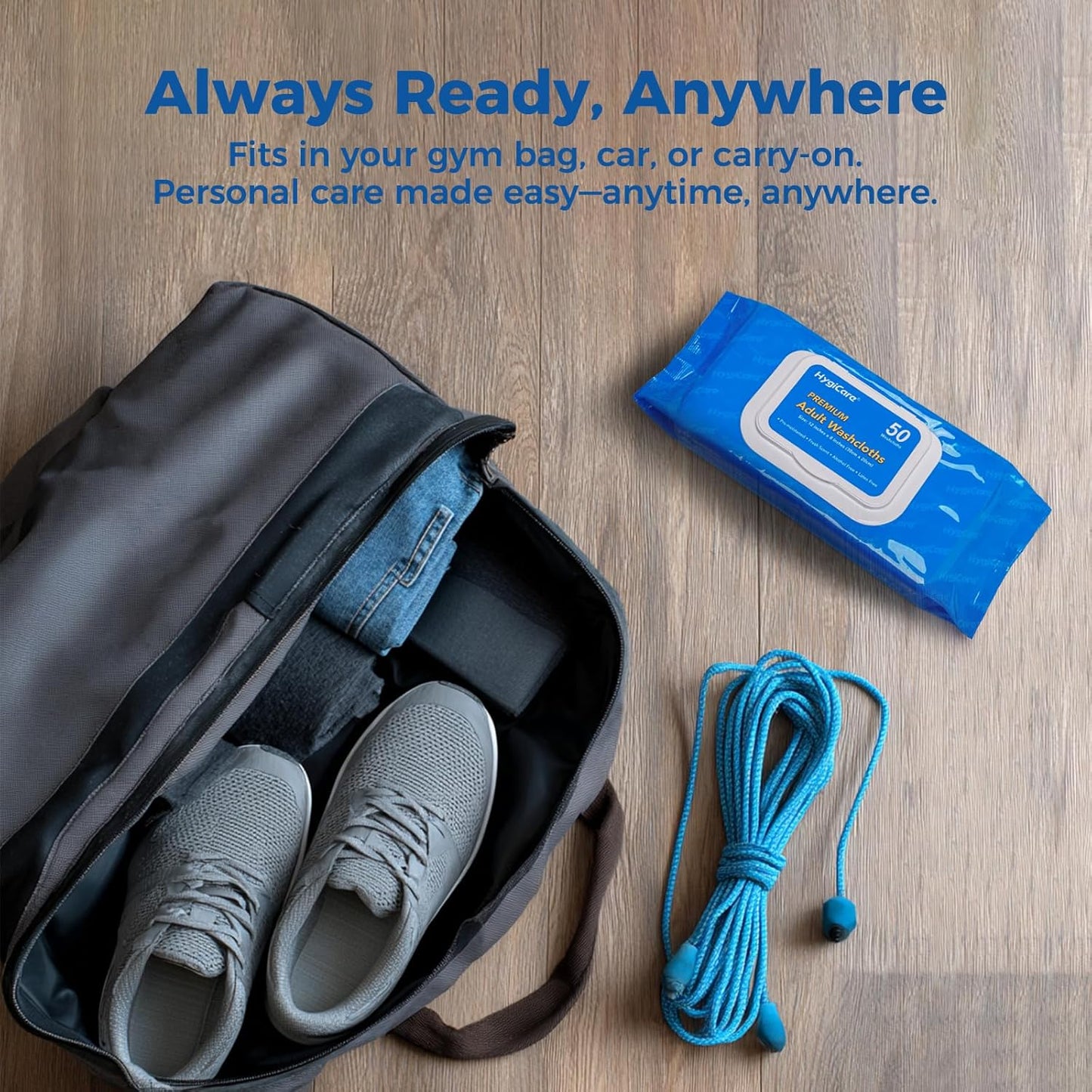 Adult Washcloths Body Wipes 250 Count Fresh Scent 12"x8" Flip Top, Strong Yet Soft, Perfect for Incontinence Cleansing, Clinic, Nursing Home, Hospital, Camping, Travel, Gym