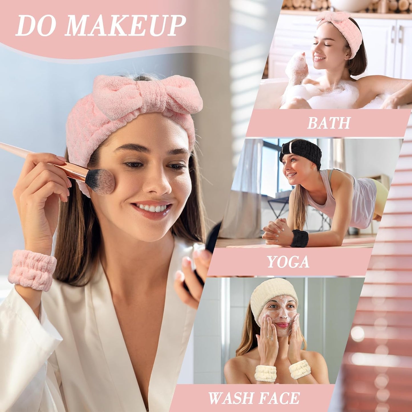 9 Pieces Skincare Headband for Washing Face,Spa Headband and Wristband Set for Women,Women Teen Girls Facial Hairbands for Washing Face, Makeup, Sports, Yoga