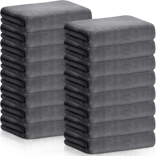 16 Pack Microfiber Bath Towels Bulk 27'' x 60'' Oversized Size Bath Towel Highly Absorbent Extra Large Soft Drying for Shower Beach Salon Winter Sport Spa Gym (Simple,Dark Gray)