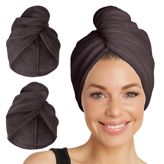Turbie Twist 2-Pack Microfiber Hair Towel for Beauty, Travel, Gifting - Wrap Turban for Straight, Wavy & Curly Hair - Premium Personal Care - Solemnity
