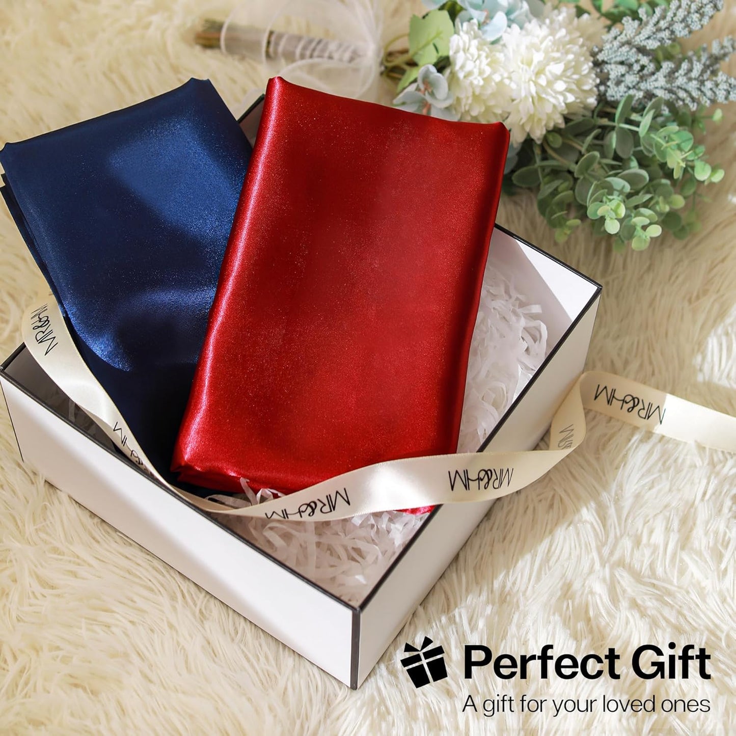 MR&HM Satin Pillowcase for Hair and Skin, Silk Satin Pillowcase 2 Pack, King Size Pillow Cases Set of 2, Silky Pillow Cover with Envelope Closure (20x36, Dark Grey Striped)