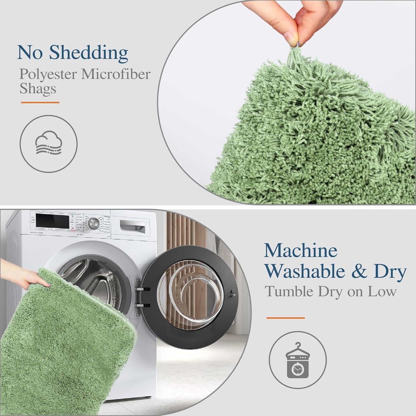 Walensee Large Bathroom Rug (24 x 60, Sage Green) Extra Soft and Absorbent Shaggy Bath Mat Machine Washable Microfiber Non Slip Luxury Floor Mat