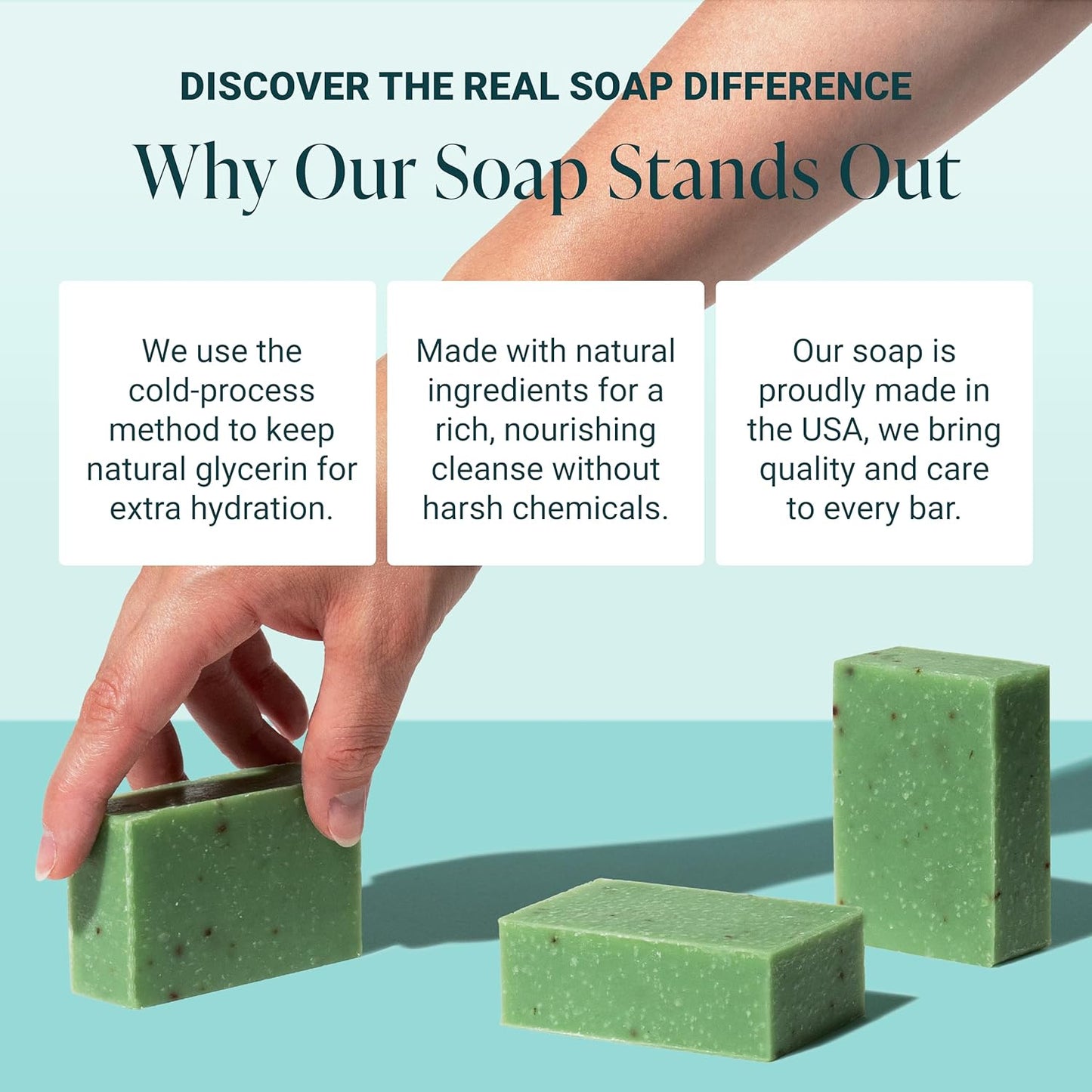 The Bubble Factory Handmade Natural Bath & Body Soap Bar, Vegan, All-Natural, Palm Oil Free, Made in USA with Shea Butter + Essential Oils, Rosemary Mint, 3 Bars