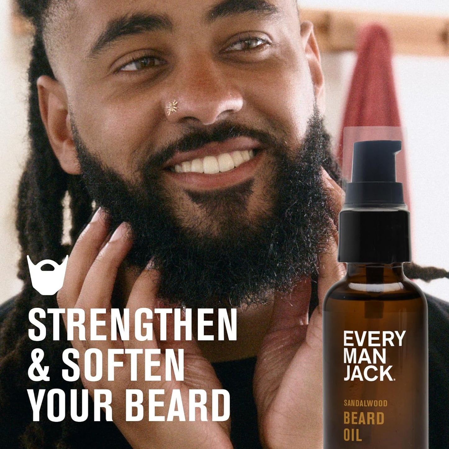 Every Man Jack Men's Beard Oil - Sandalwood Fragrance - Deeply Moisturizes and Softens Your Beard and Adds a Natural Shine - Naturally Derived with Shea Butter and Argan Oil - 1 fl oz