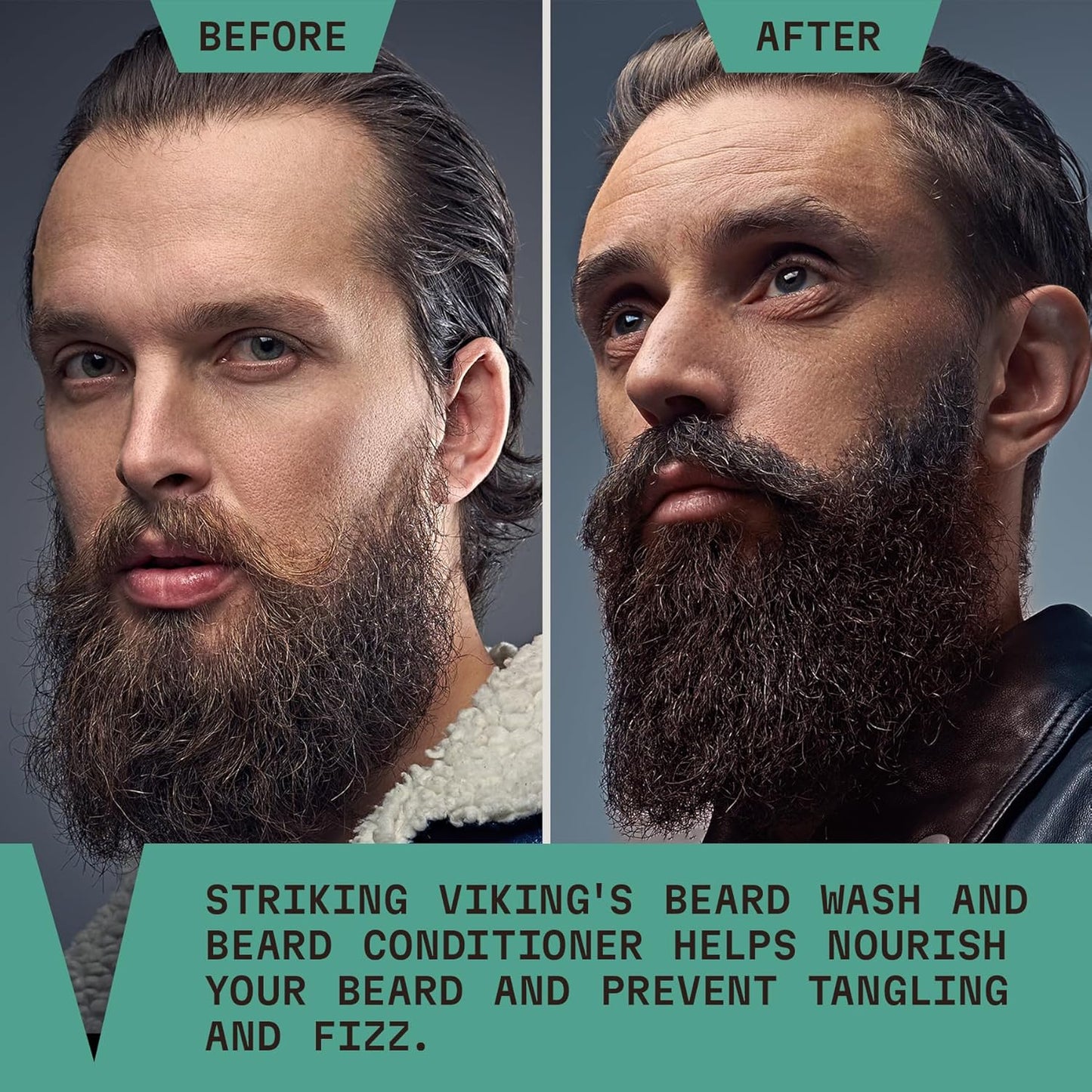 Striking Viking Beard Wash & Conditioner - 20 fl oz, Peppermint & Eucalyptus - Deep Clean & Itch Relief Beard Wash and Conditioner for Men - Hydrating Jojoba Facial Oil Treatment