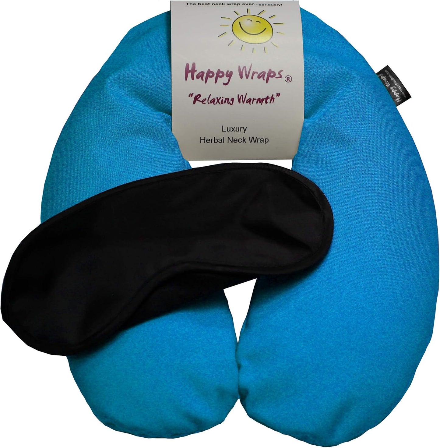 Microwavable Herbal Neck Wrap - Hot Cold Aromatherapy Neck Warming Pillow - Heating Pad for Migraines, Stress, Gifts for Women, Birthdays, Christmas and Free Sleep Mask - Turquoise