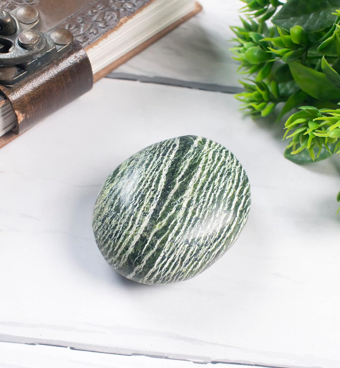 Crocon 50mm Swiss Opal Large Oval Palm Stone 900+ Carats Pocket Massage Worry Stones for Natural Body Chakra Balancing Reiki Healing Stones and Crystal Grid Healing Massage Spa Energy Crystals