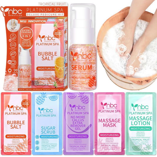 Pedicure Foot Soak Set - Upgraded 6 in 1 Foot Spa, Foot Bath Spa, Pedicure Kit, Foot Soak for Tired & Dry Cracked Feet, Athletes Feet, Bad Odor, Softens Calluses (Tropical fruit)