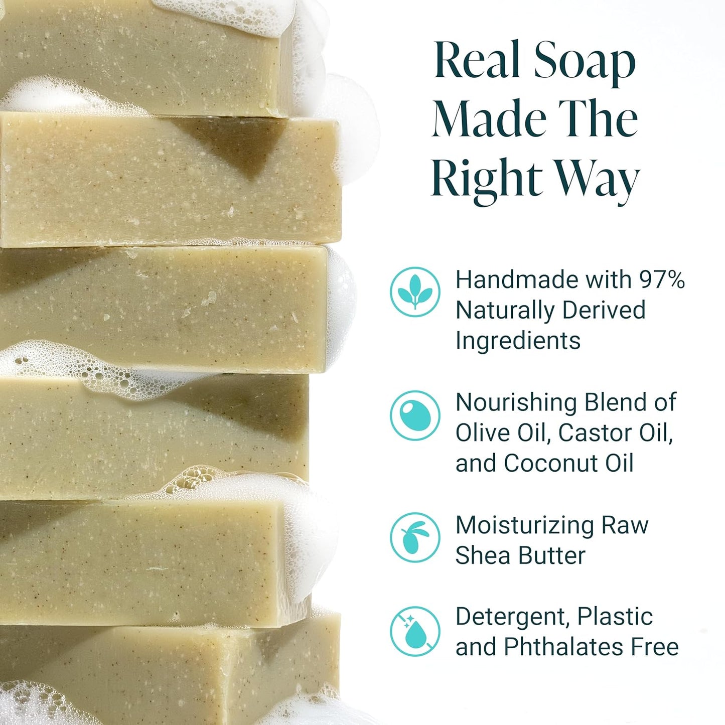 The Bubble Factory Handmade Soap, All Natural Soap for Women & Men, Hand, Bath & Body Natural Bar Soap, Vegan, Palm Oil Free, Made in USA with Shea Butter + Essential Oils, Pine Top, Single