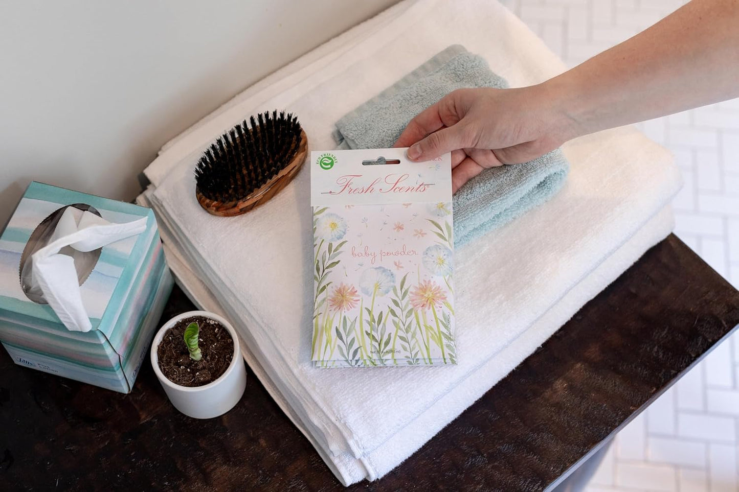 WILLOWBROOK | Fresh Scents Scented Sachet Packet | Baby Powder | Air Freshener Bags for Drawers, Closets, Cars | 6 Pack | Long Lasting Home Fragrance