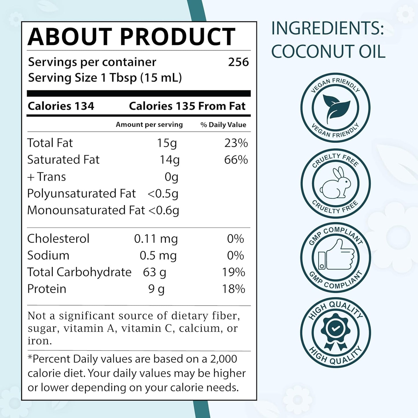 Zatural Coconut Oil, 100% Virgin Organic Extra Virgin Unrefined, Cold Pressed, ~1 Gallon (8 Pound)