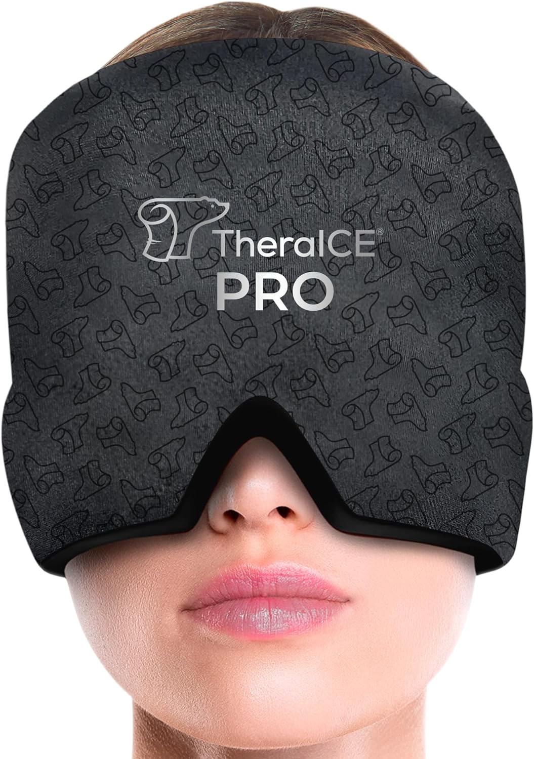 TheraICE Migraine Relief Cap PRO, Headache Relief Cap, Ice Face Mask, Cold Compress Head Wrap for Tension Headache Relief, Stress & Hangover, FocusZone Technology Provides Extra Cooling & Pressure