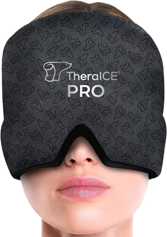 TheraICE Migraine Relief Cap PRO, Headache Relief Cap, Ice Face Mask, Cold Compress Head Wrap for Tension Headache Relief, Stress & Hangover, FocusZone Technology Provides Extra Cooling & Pressure