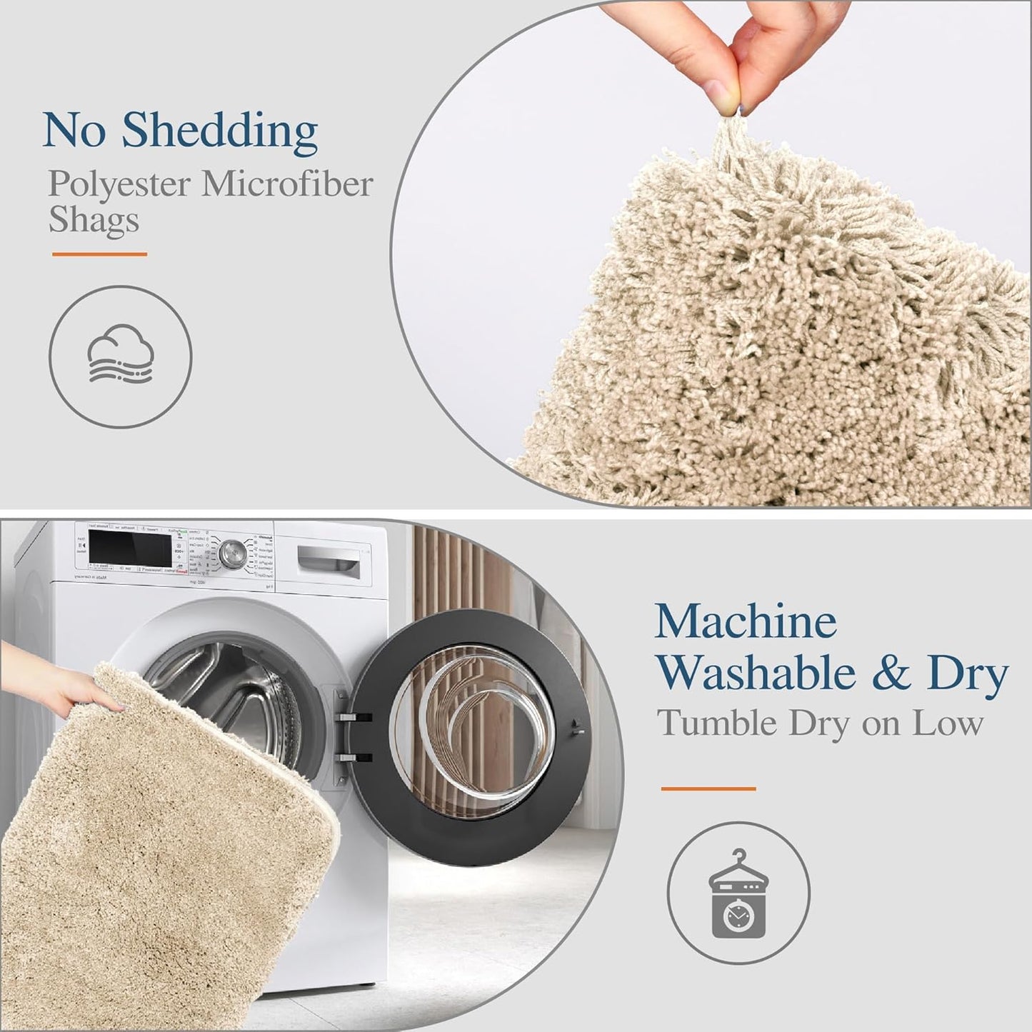 Walensee Large Bathroom Rug (24 x 40, Blush Beige) Extra Soft and Absorbent Shaggy Bath Mat Machine Washable Microfiber Mat, Non Slip Bath Mat, Luxury Bathroom Floor Mats Rubber Back