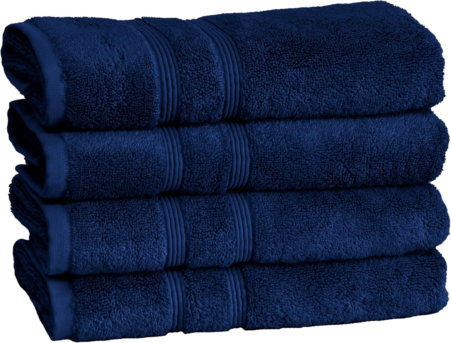 Mosobam Luxury Turkish Set of 4 Hand Towels 16X30 Navy Blue 700 GSM Bamboo Viscose & Aegean Turkish Combed Cotton