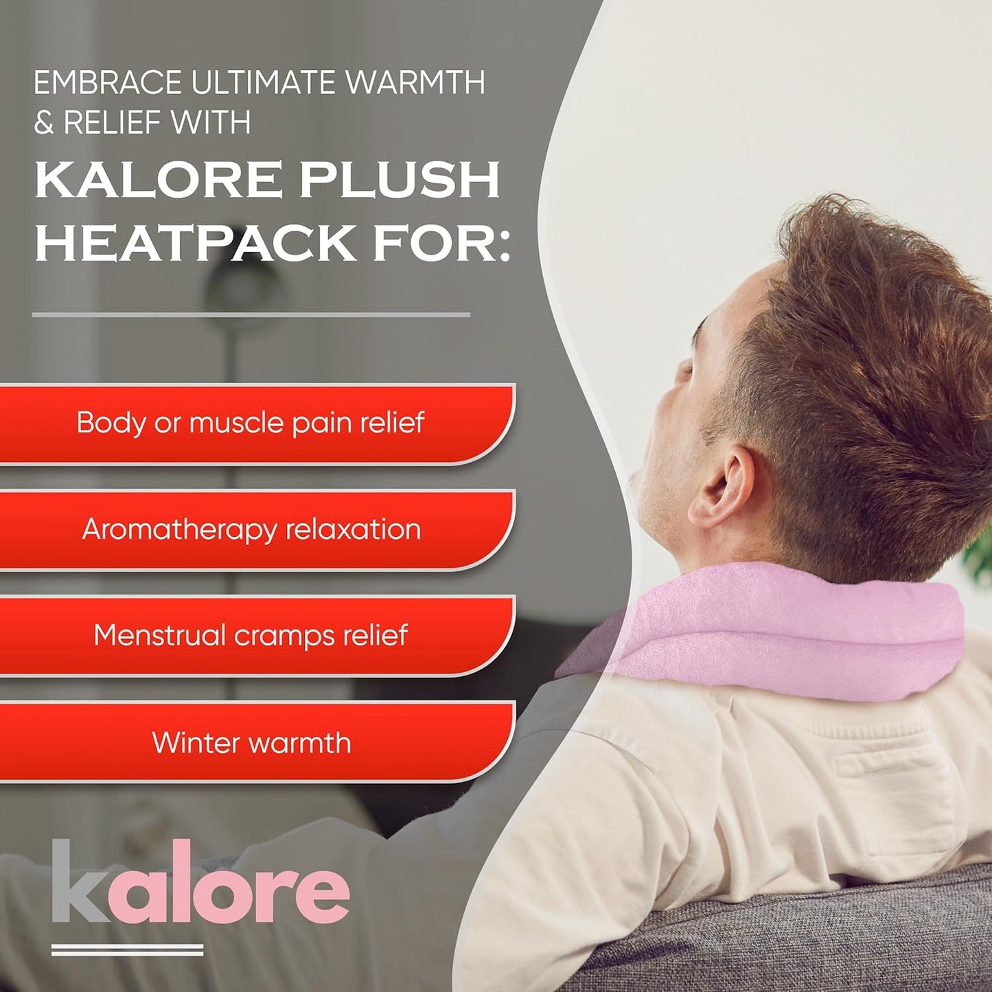 Microwavable Heating Pads for Winter, Back, Stomach & Head Comfort – Kalore Neck Wrap with Velboa Faux Fur Cover – Even Heat Distribution Hot Compress Bag - Wheat Heat Pad – Lavender Scent – Pink