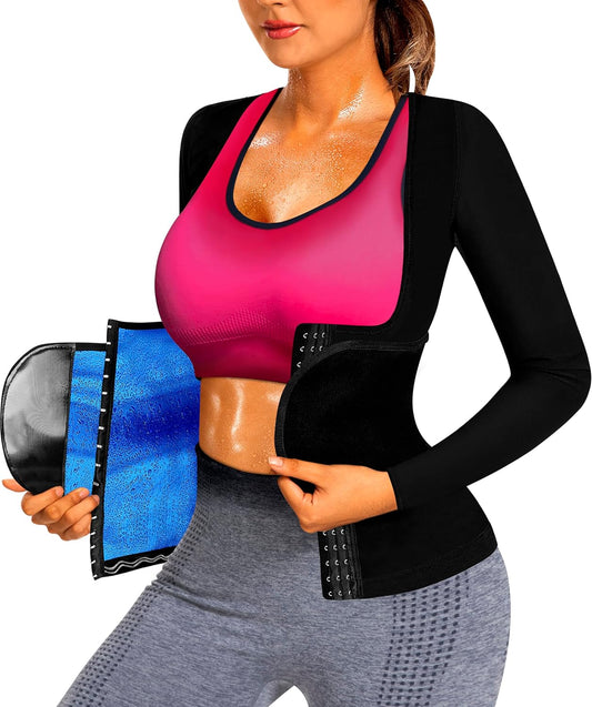 Sauna Suit for Women Slimming Shirt Sweat Vest Heat Trapping Tank Top Workout Shaperwear,Adjust Belt,Breathable Armpit