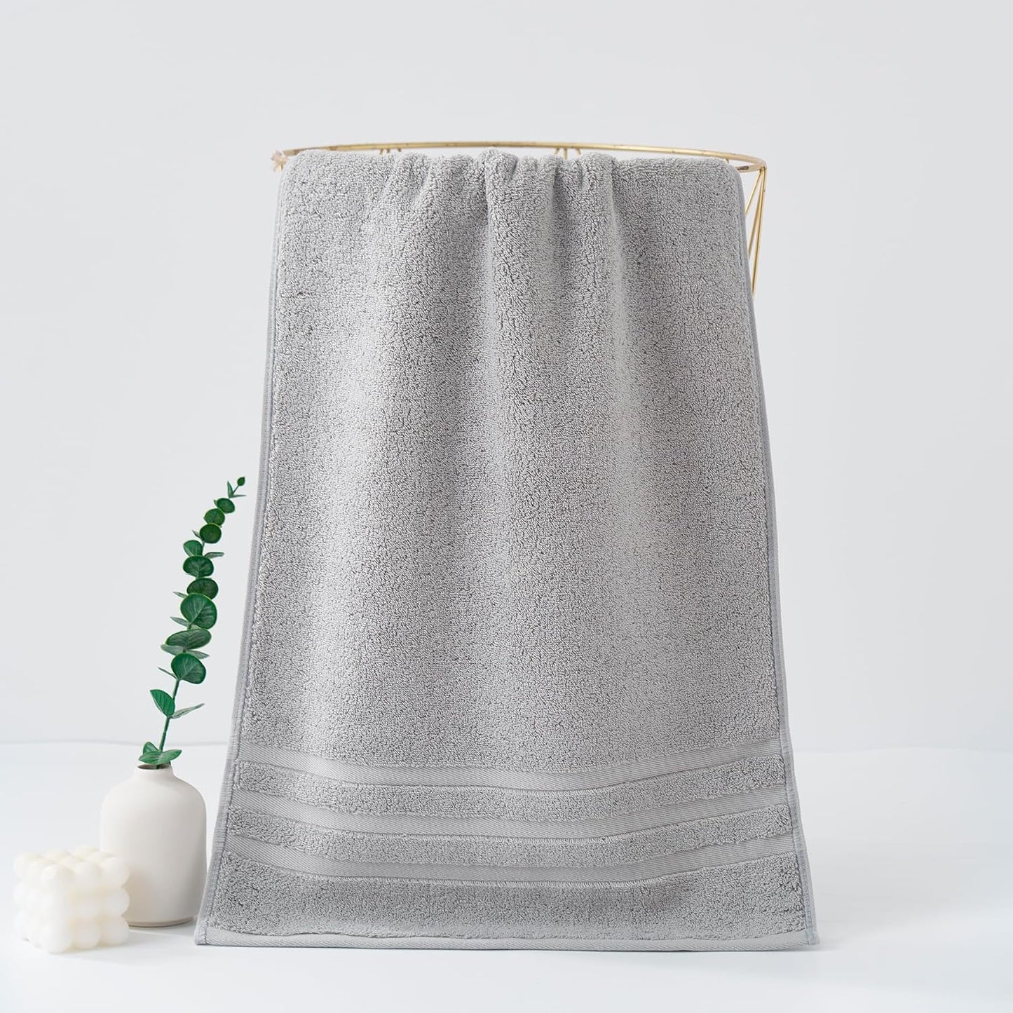 kimteny 100 Persent Cotton Premium Hand Towels Set of 2, (16 x 32 inches) 600GSM Cotton Thick Towel, Ultra Soft and Highly Absorbent Towels for Bathroom Gym Shower Hotel Spa (Grey)