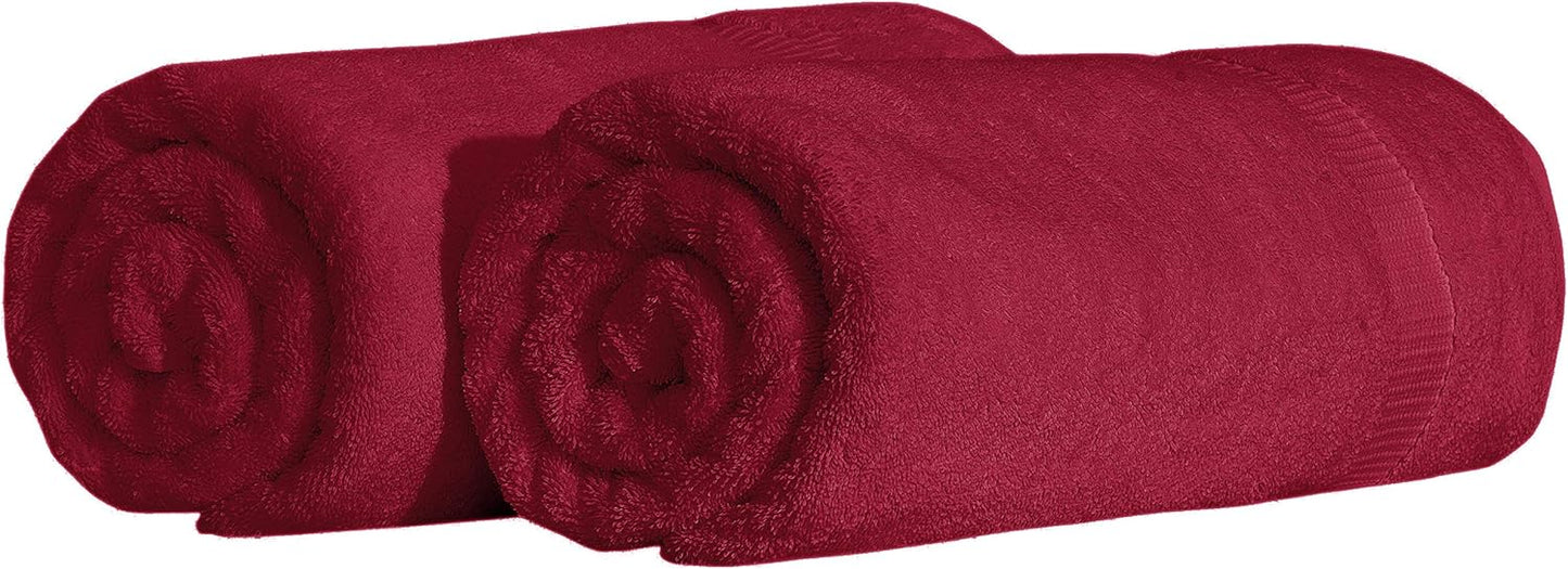SALBAKOS 100% Turkish Cotton Extra Large Bath Sheet Set of 2 35x70 inch | Heirloom Quality | Hotel & Spa Collection | Soft, Absorbent Oversize Bath Towels | Made in Turkey (Wine, 2 Bath Sheets)