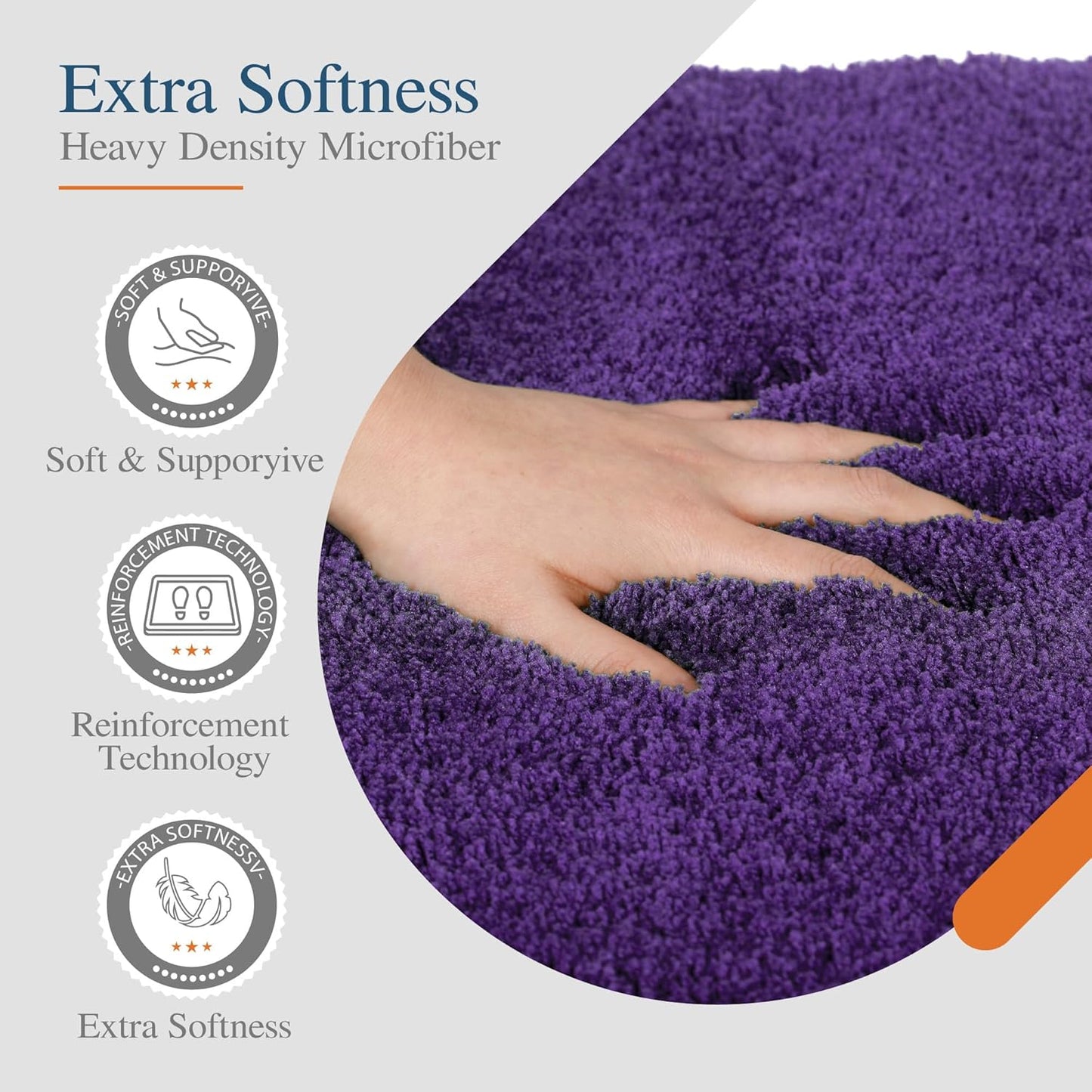 Walensee Large Bathroom Rug (24 x 48, Dark Purple) Extra Soft and Absorbent Shaggy Bath Mat, Machine Washable Microfiber, Non Slip Luxury Floor Mat