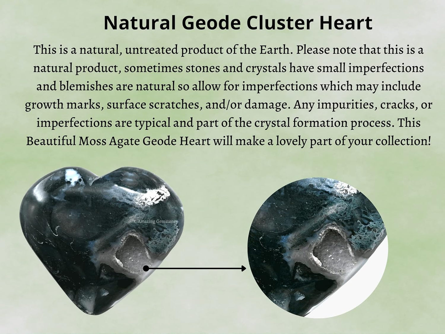 Moss Agate Crystal Heart Palm Stone - Pocket Massage Worry Stone for Natural Body Chakra Balancing, Reiki Healing and Crystal Grid