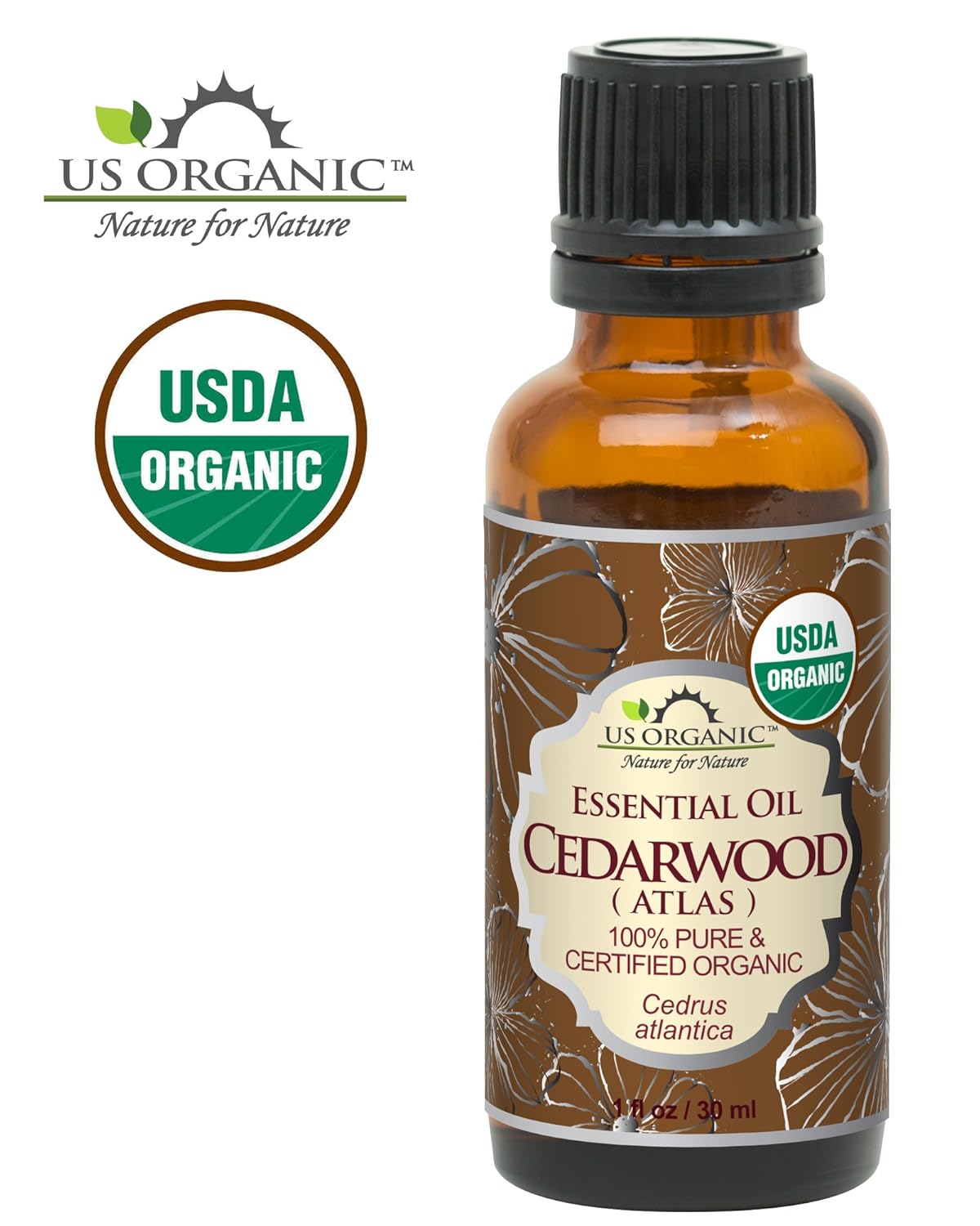US Organic 100% Pure Cedarwood Essential Oil (Atlas) - USDA Certified Organic, Steam Distilled (More Size Variations Available) (30 ml / 1 fl oz)