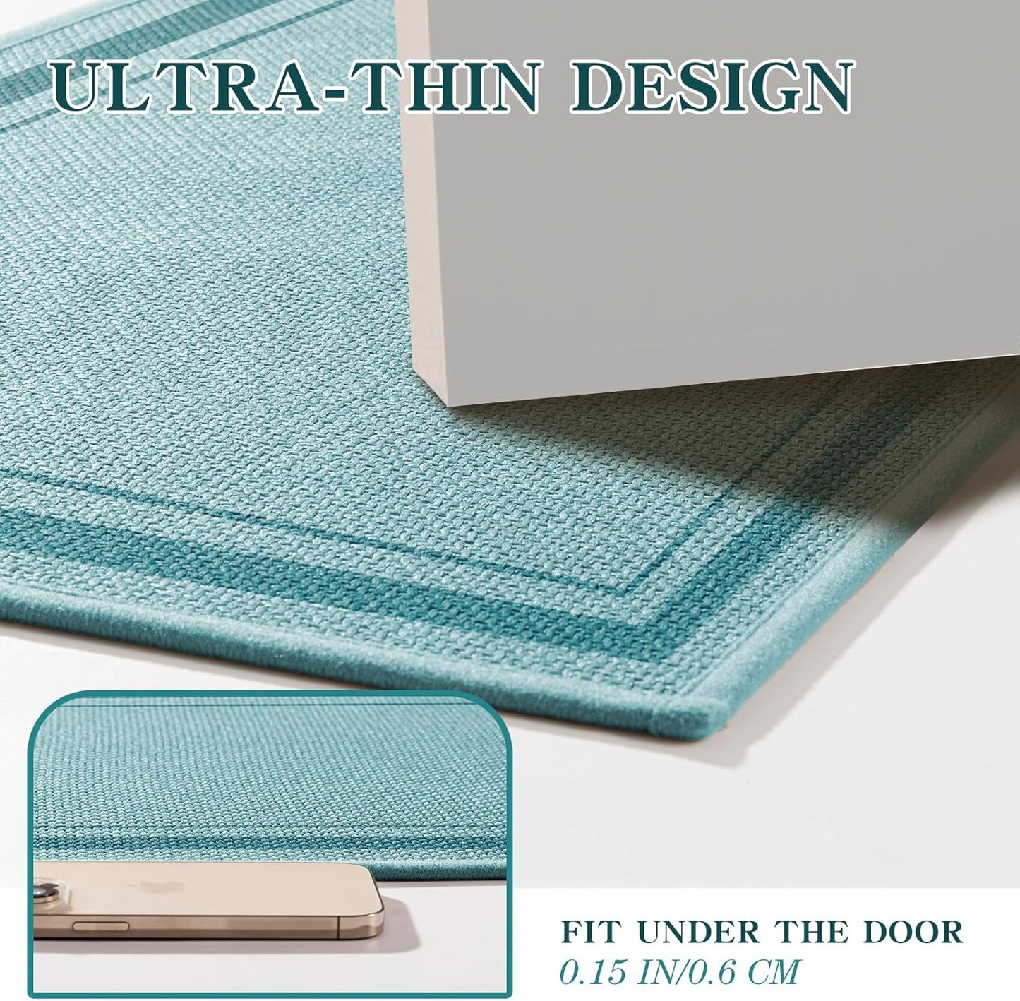 chakme Bathroom Rugs Mat 24x17, Ultra Thin Non Slip Bath Mat Small Quick Dry Absorbent Bath Mat for Bathroom Floor, (Light Blue, 24"x17")