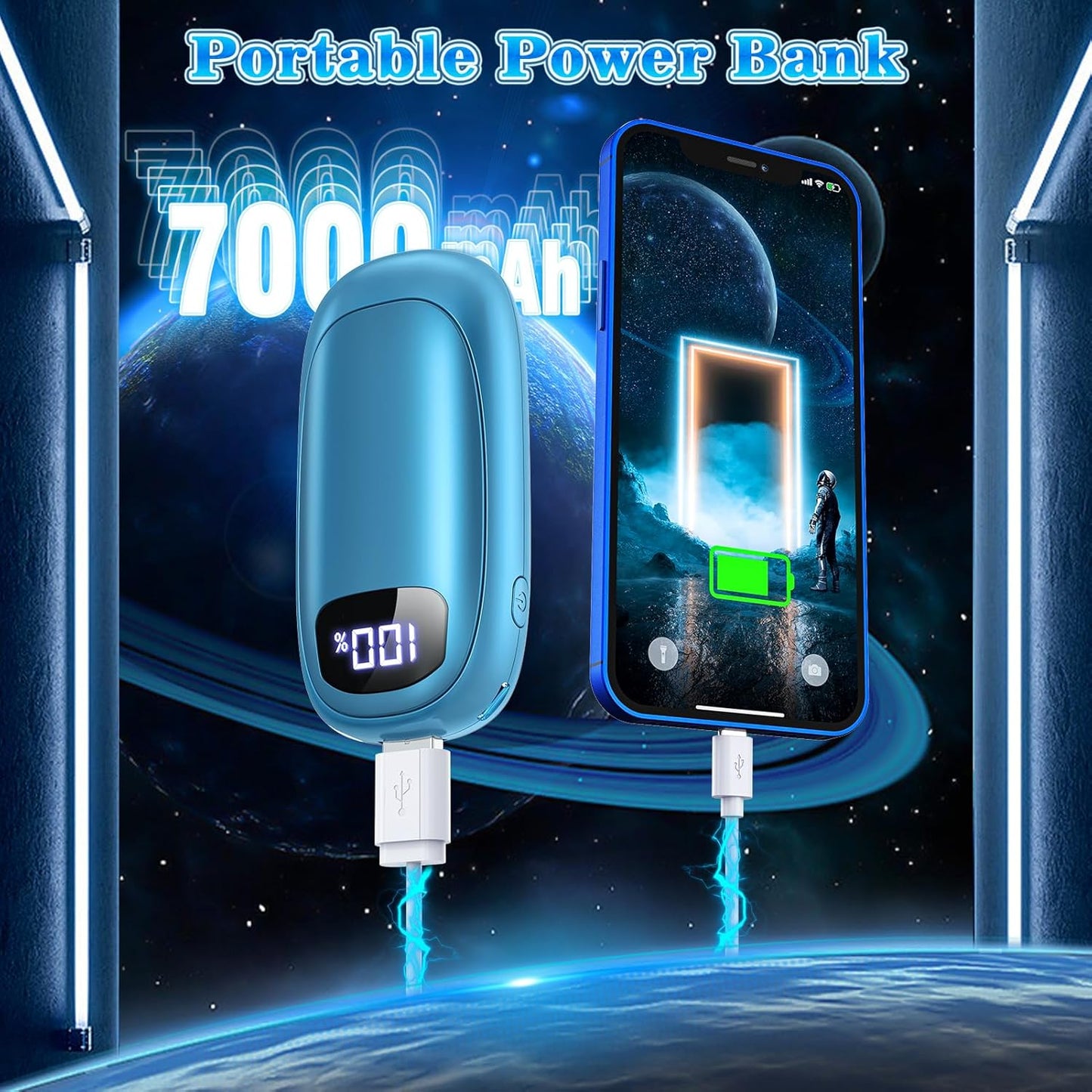 Hand Warmers Rechargeable 2 Pack, Electric Dual-Sided Heating with LED Display & Flashlight, Max 127℉, 13Hrs Long Lasting Pocket Heater for Raynauds, Golf, Hunting Essentials, Gifts for Men Women