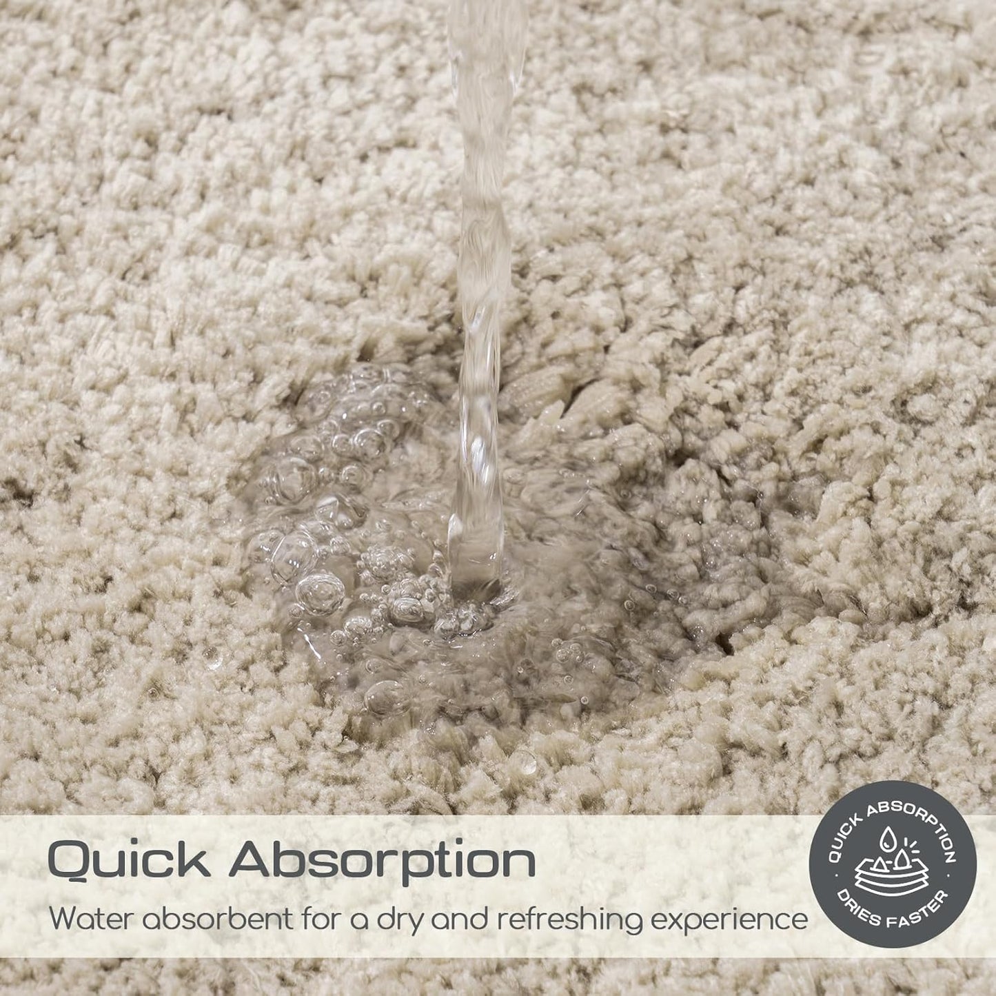 ROSMARUS Shaggy Bath Rugs for Bathroom Non Slip 20" X 32", Water Absorbent Bath Mat, Soft Shower Mat for Floor & Tub, Fluffy Plush Rug Machine Washable, Beige