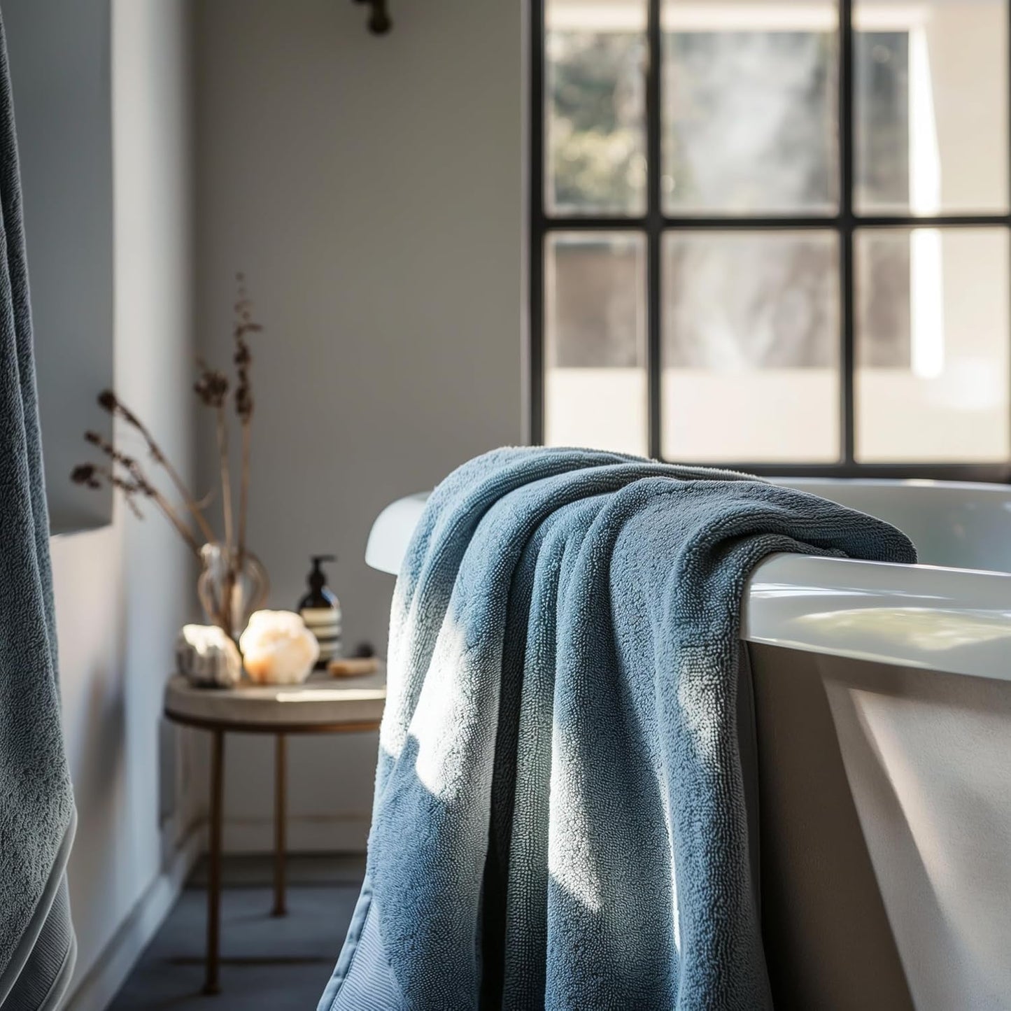 SALBAKOS 100% Turkish Cotton Jumbo Bath Sheet Towel Oversized 40x80 inch | Premium Hotel & Spa Quality, Soft, Absorbent, XL Bath Towels | Made in Turkey (Pack of 1, Blue, Jumbo Bath Sheet)