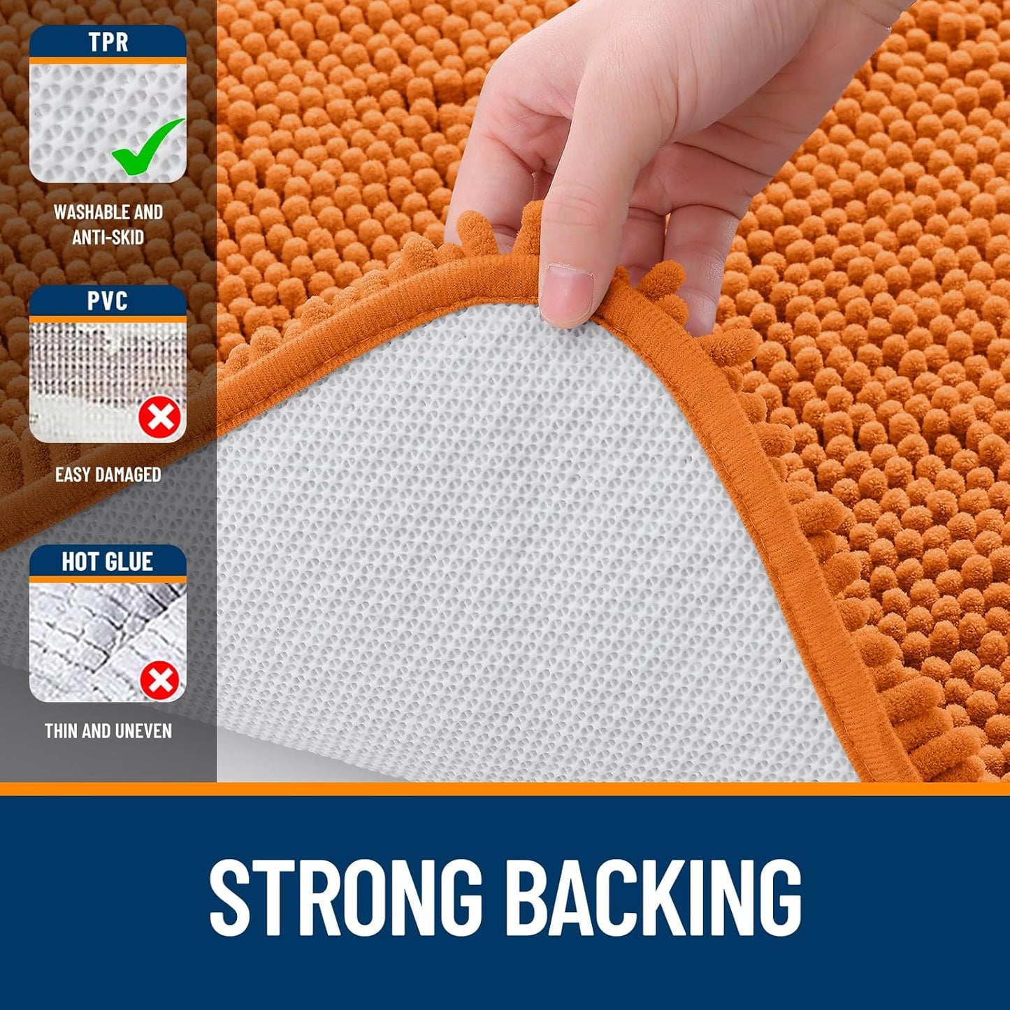 OLANLY Bathroom Rugs 24x16, Extra Soft Absorbent Chenille Bath Rugs, Rubber Backing Quick Dry, Machine Washable Bath Mats for Bathroom Floor, Tub and Shower, Home Decor Accessories, Clay