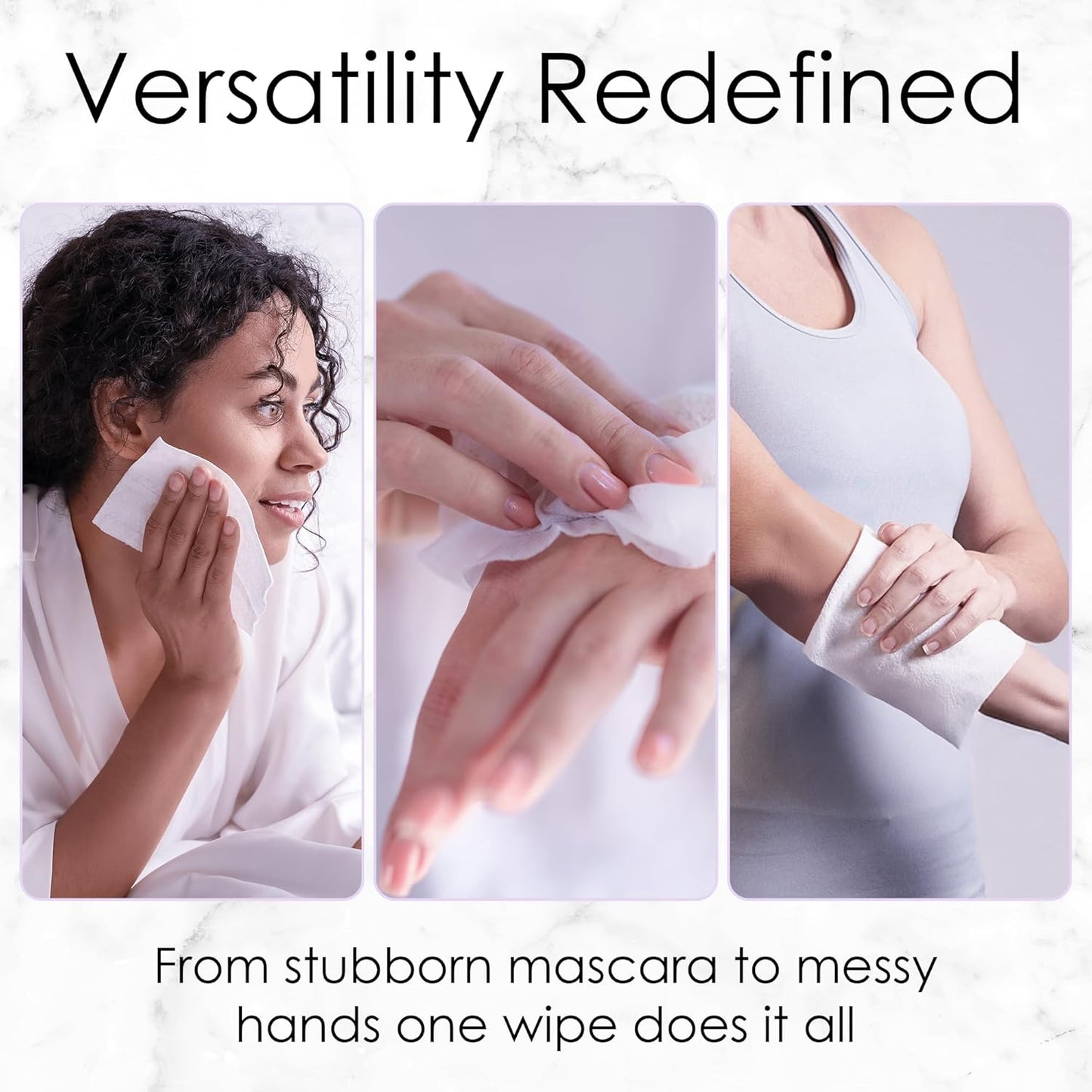 Lavender Face Wipes - 120 pcs - Gentle Makeup Remover Wipes for Women - Facial Cleansing Wipe with Aloe, Castor, Vitamin A and E - Extra Soft - Moisturizing