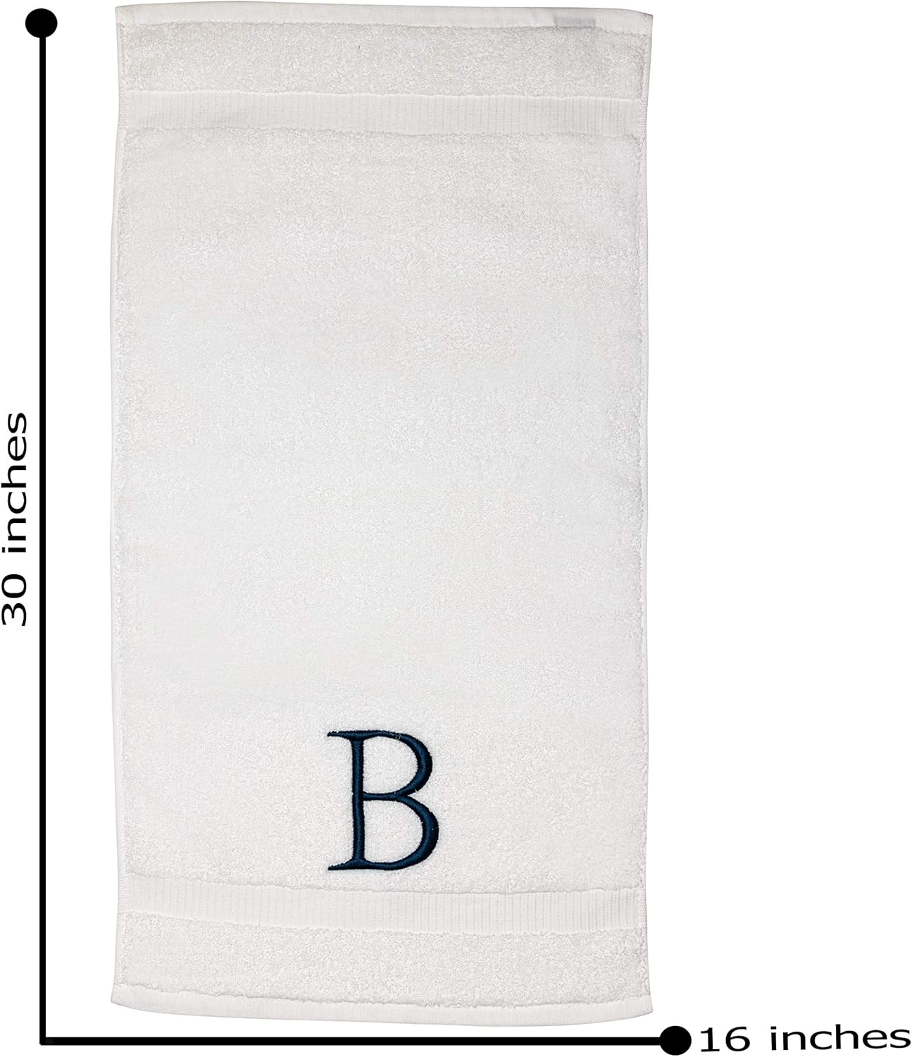 Monogrammed Hand Towels for Bathroom - Luxury Hotel Quality Personalized Initial Decorative Embroidered Bath Towel for Powder Room, Spa - GOTS Organic Certified - Set of 2 Navy Letter B