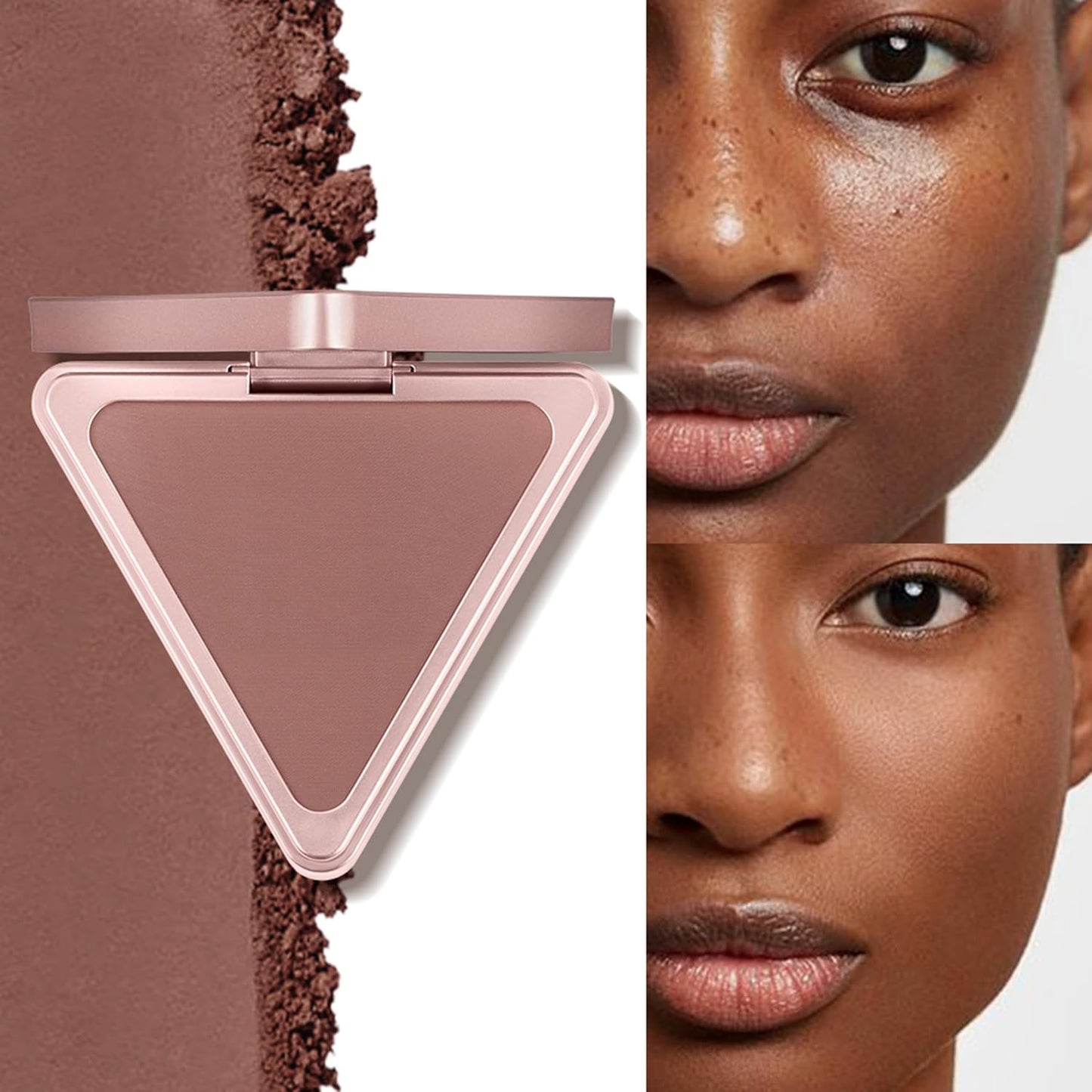 MAEPEOR Matte Bronzer Powder 5 Colors Buildable Natural Contour Bronzer Palette Long Lasting Setting Face Bronzered Powder (02 Dark)