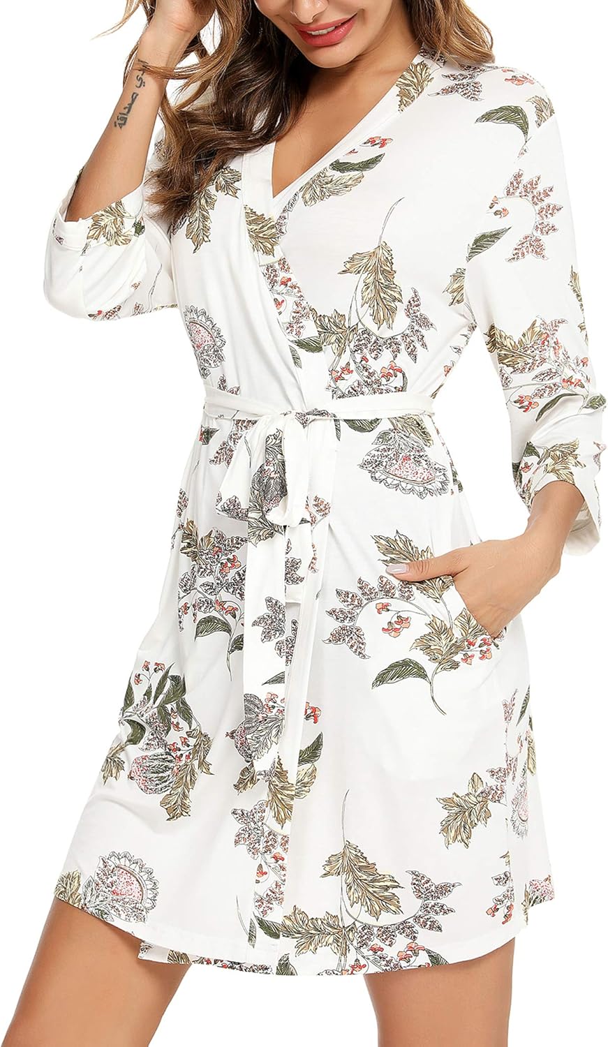 Samring Women's Lightweight Robe Soft Kimono Robes Short Bathrobe for Women Sleepwear