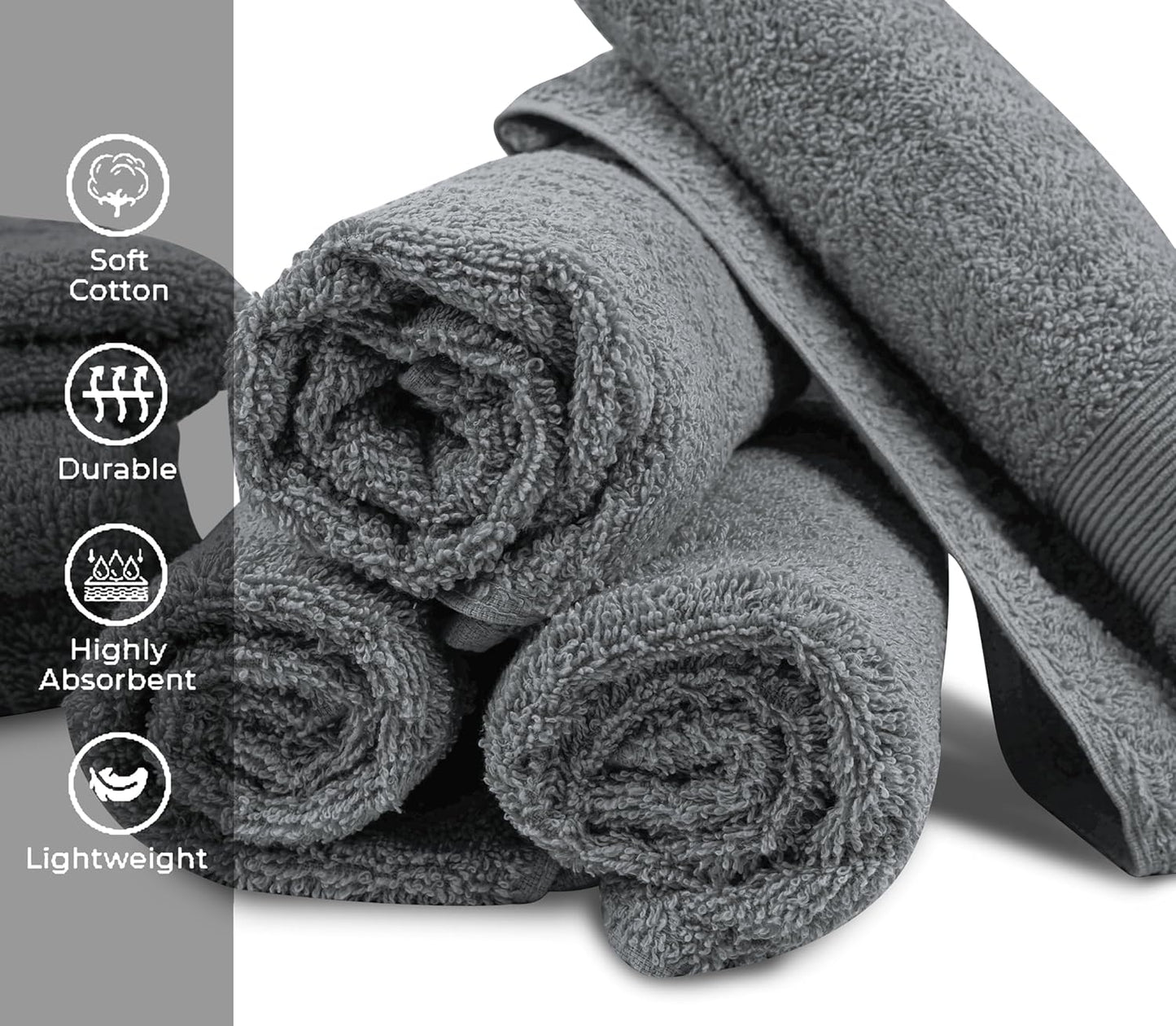 Premium Hand Towels Pack of 6 (16" x 30”) 100% Combed Ring Spun Cotton | Highly Absorbent Hand Towels Set | Ultra Soft for Home, Gym & Spa (Silver Grey)
