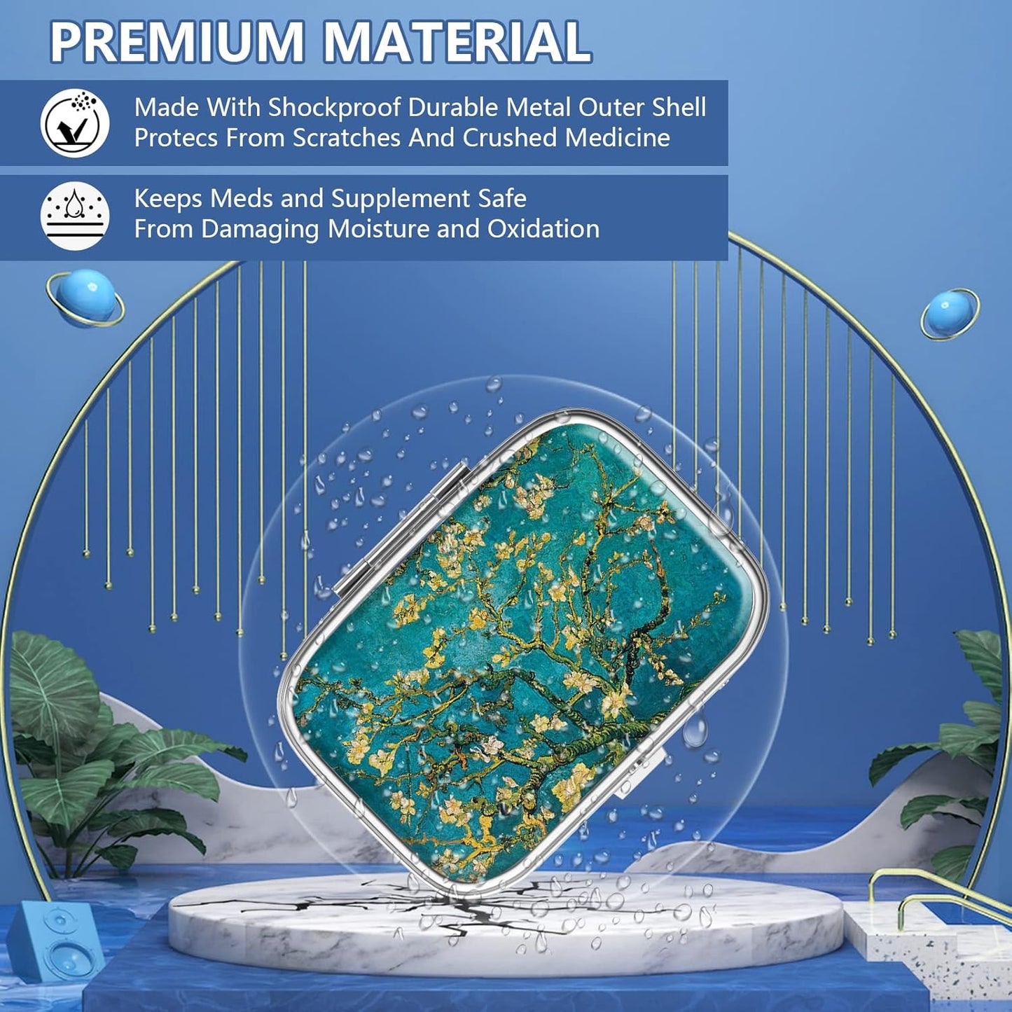 Pill Box 2 Compartment Small Pill Case,Portable for Pocket or Purse Pill Organizer Pill Container Holder to Hold Vitamins, Medication, Fish Oil and Supplements(4PCS)