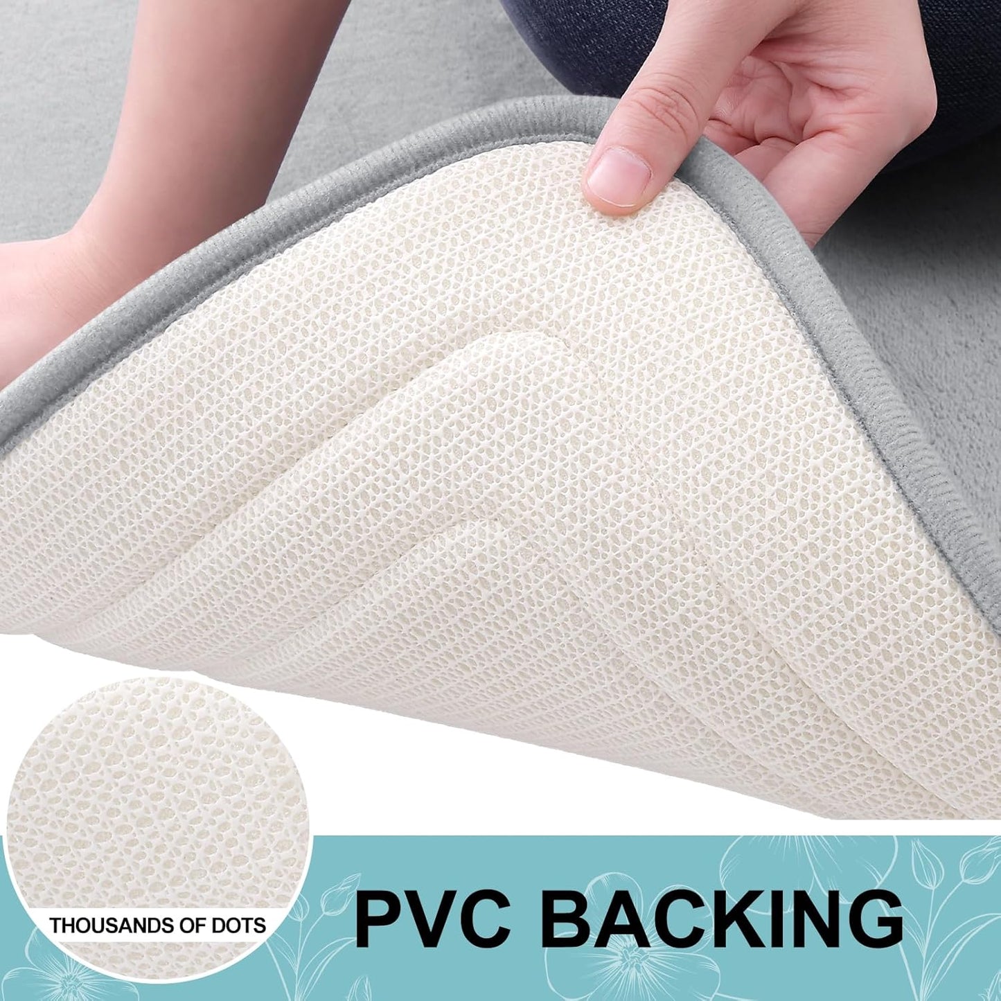 Grandaily Memory Foam Bath Mat Rug 47x17, Ultra Soft, Non-Slip and Absorbent Bathroom Rugs, Machine Wash Dry, Comfortable Bath Carpet for Bathroom Floor, Tub and Shower, Grey