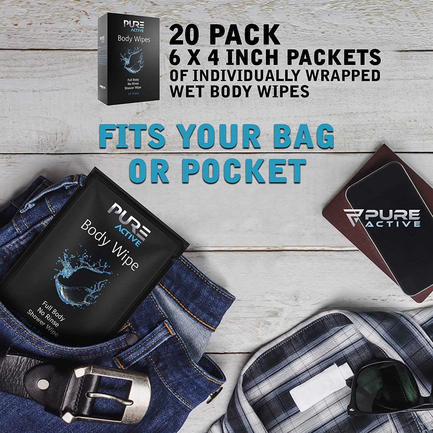 Shower Body Wipes, 480 Individually Wrapped Personal Hygiene Body Cleansing Wipes for Women and Men, Keep Clean After Gym Travel Camping Outdoors Sports