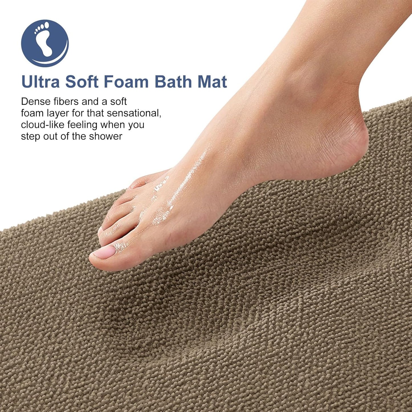 OLANLY Thick Memory Foam Bath Mat Rug 36x24, Extra Soft Absorbent Bathroom Rug, Quick Dry Bath Mats, Non-Slip, Machine Washable Carpet for Bathroom, Tub and Shower, Home Decor Accessories, Tan