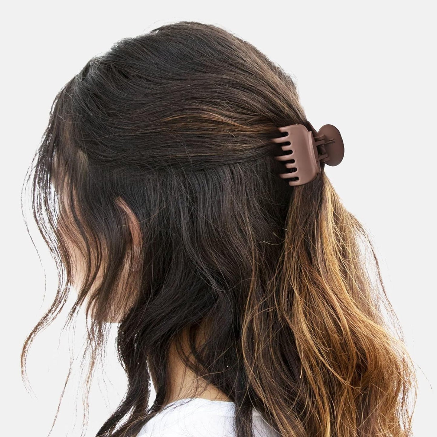 DEEKA Hair Clips Small Claw Clips for Thin Hair 6 Pack Double Row Teeth 1.6" Medium Matte Non-slip Short Hair Accessories for Women and Girls -Brown