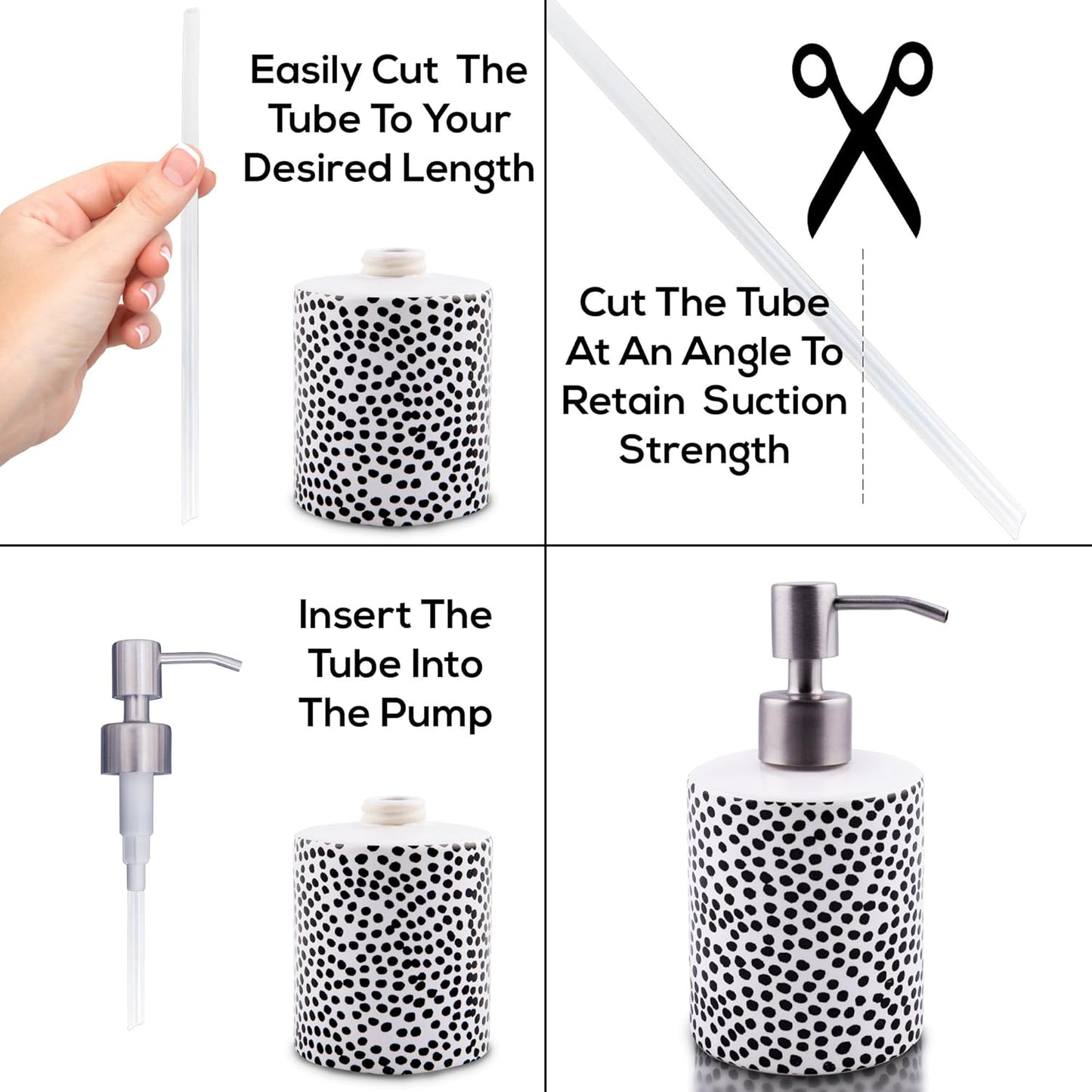 Stainless Steel Soap & Lotion Dispenser Pumps, Brushed Nickel Replacement (4 Pack)