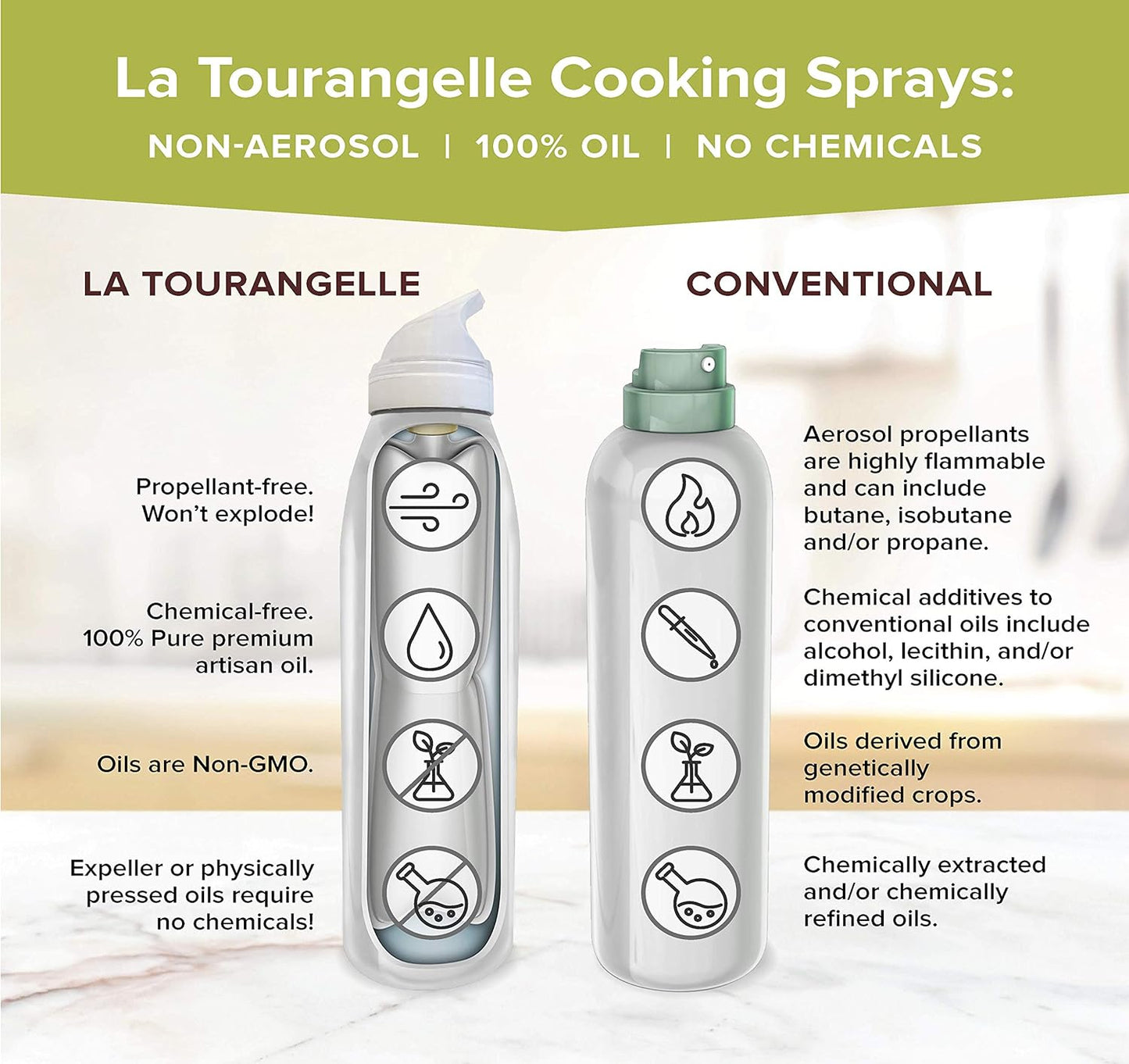 La Tourangelle, Organic Extra Virgin Olive Oil Spray, Cold-Pressed, All-Natural, Artisanal, Great for Cooking, Sauteing, Grilling, 5 Fl Oz