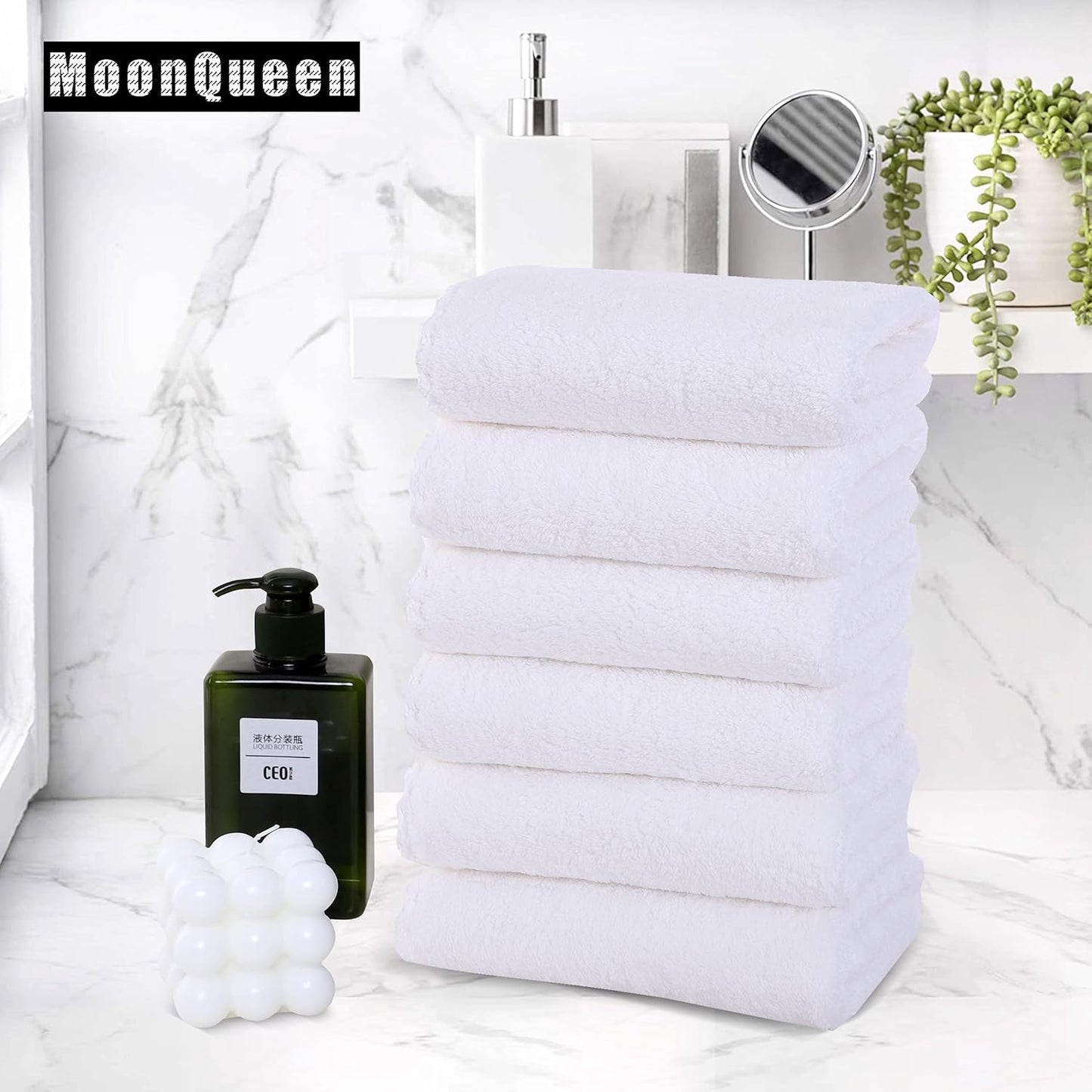 MOONQUEEN 18 Pack Premium Hand Towels - Quick Drying - Microfiber Coral Velvet Highly Absorbent Towels - Multipurpose Use as Hotel, Bathroom, Shower, Spa, Hand Towel 16 x 28 inches (White)