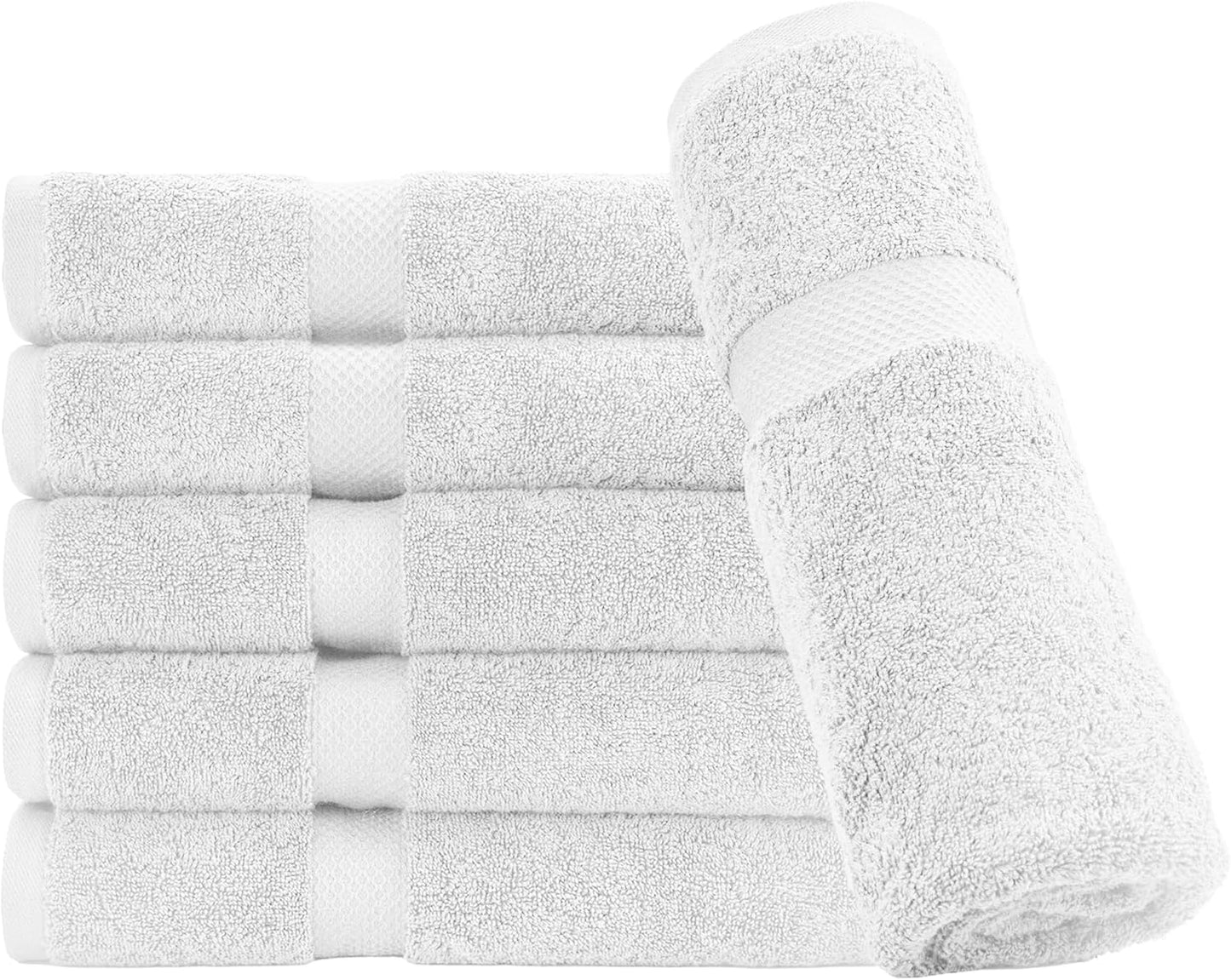 HERCULEAN Premium Bath Towels 24 x 48 Pack of 6 | Quick Dry and Highly Absorbent | 100% Cotton Terry Towels for Bathroom - Perfect for Shower - Pool and Spa - Luxury Soft Towels - White