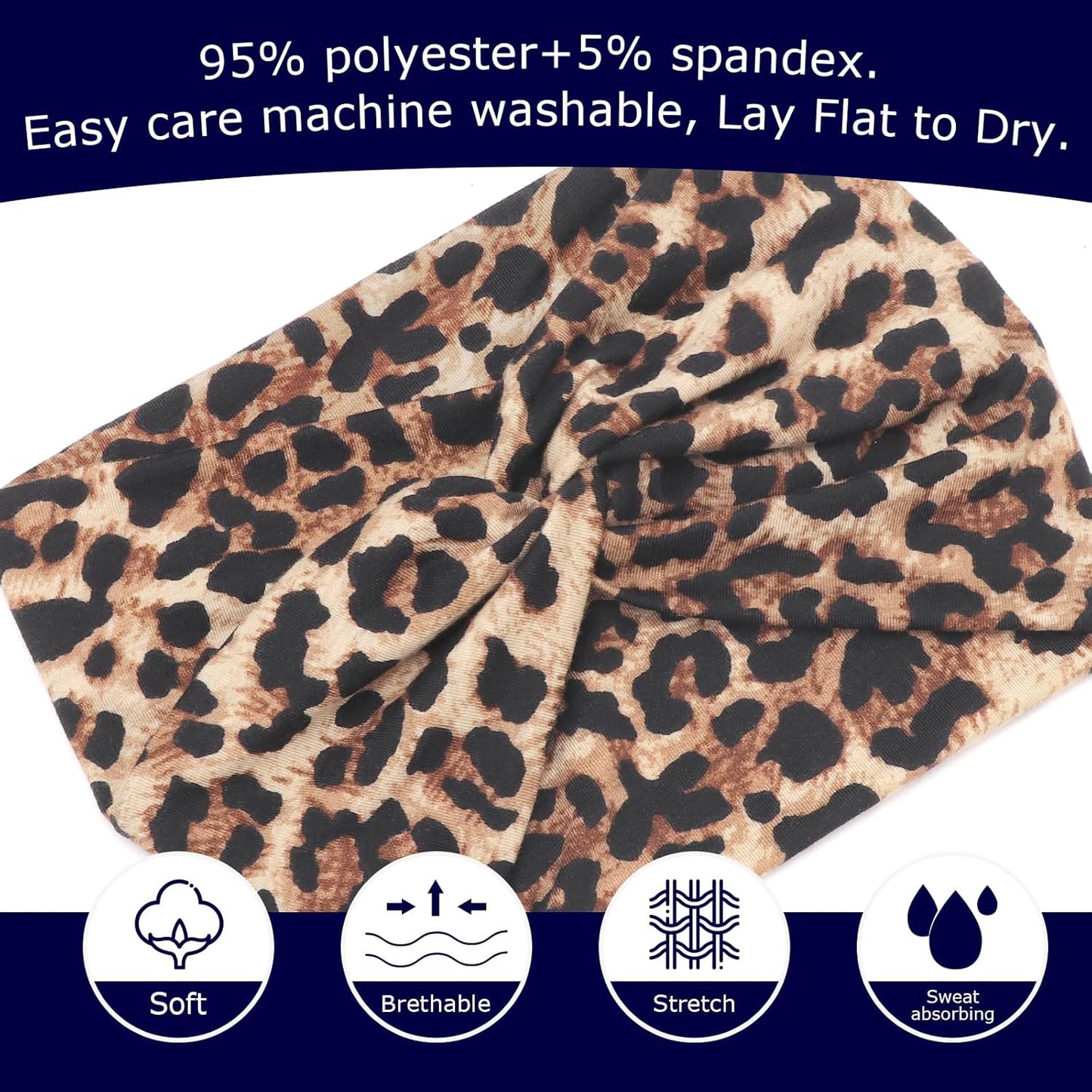 Extra Wide Headbands for Women Large Turban Headband Non Slip Boho Elastic Hairband Hair Twisted Knot Head Bands Accessories